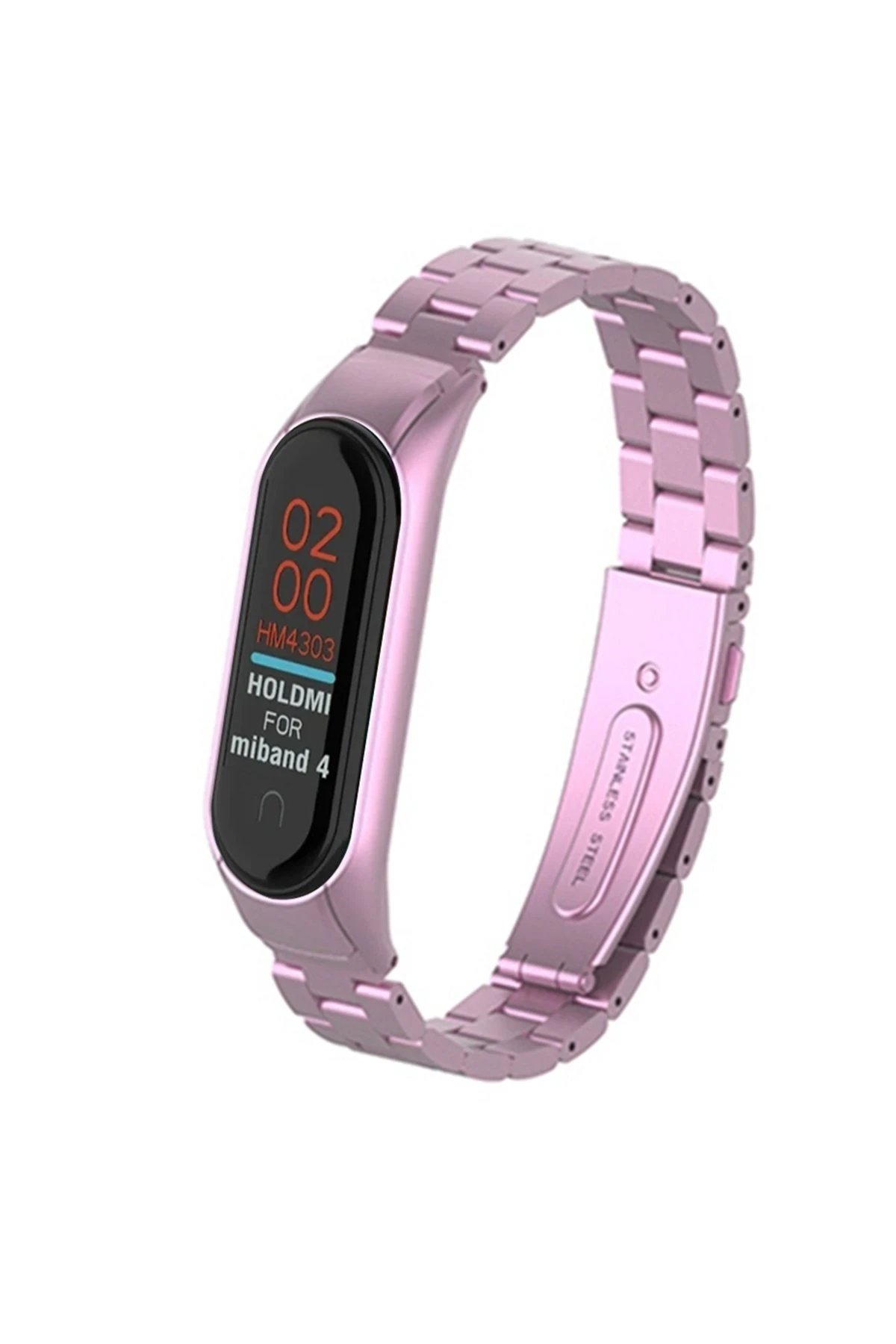 Xiaomi Mi Band 4 Metal Baklalı Kordon - Rose-(5796)