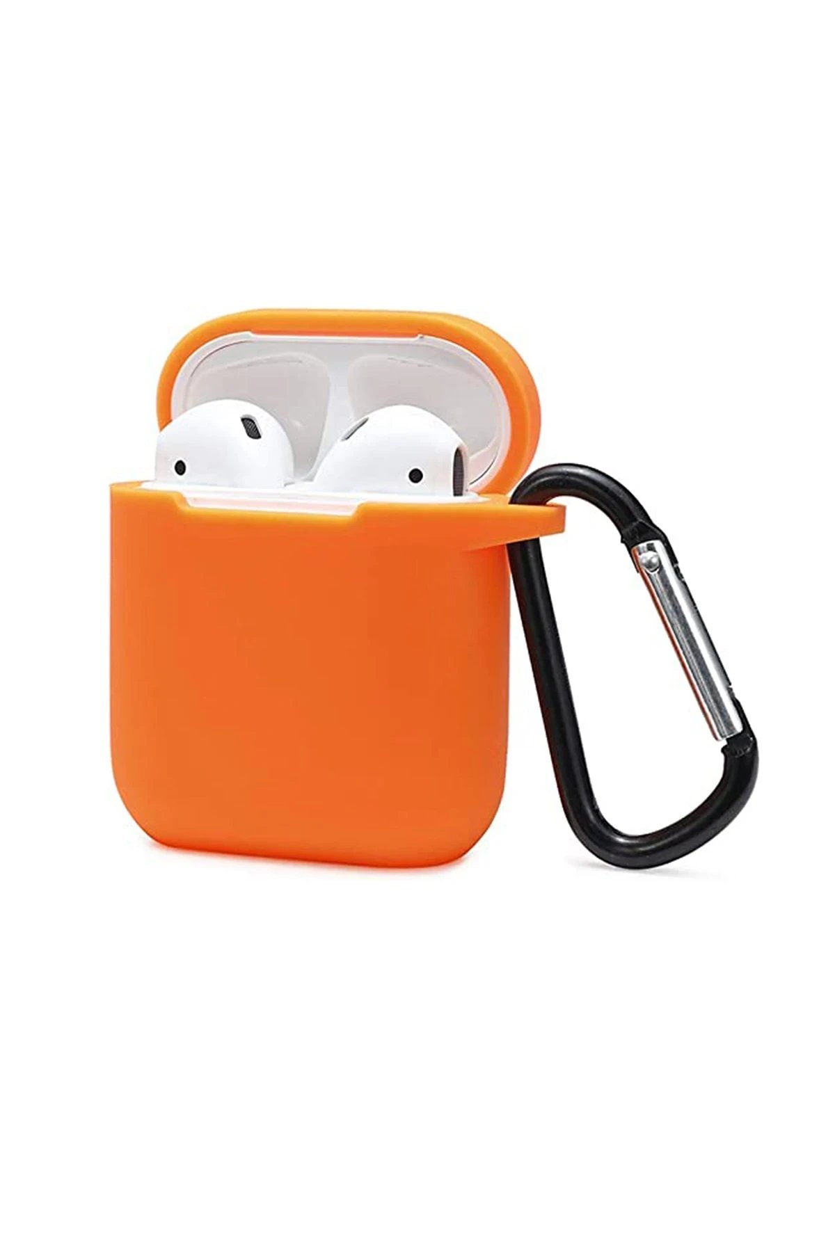 Airpods 2 (2.nesil) Sert Silikon Kılıf - Turuncu-(5796)