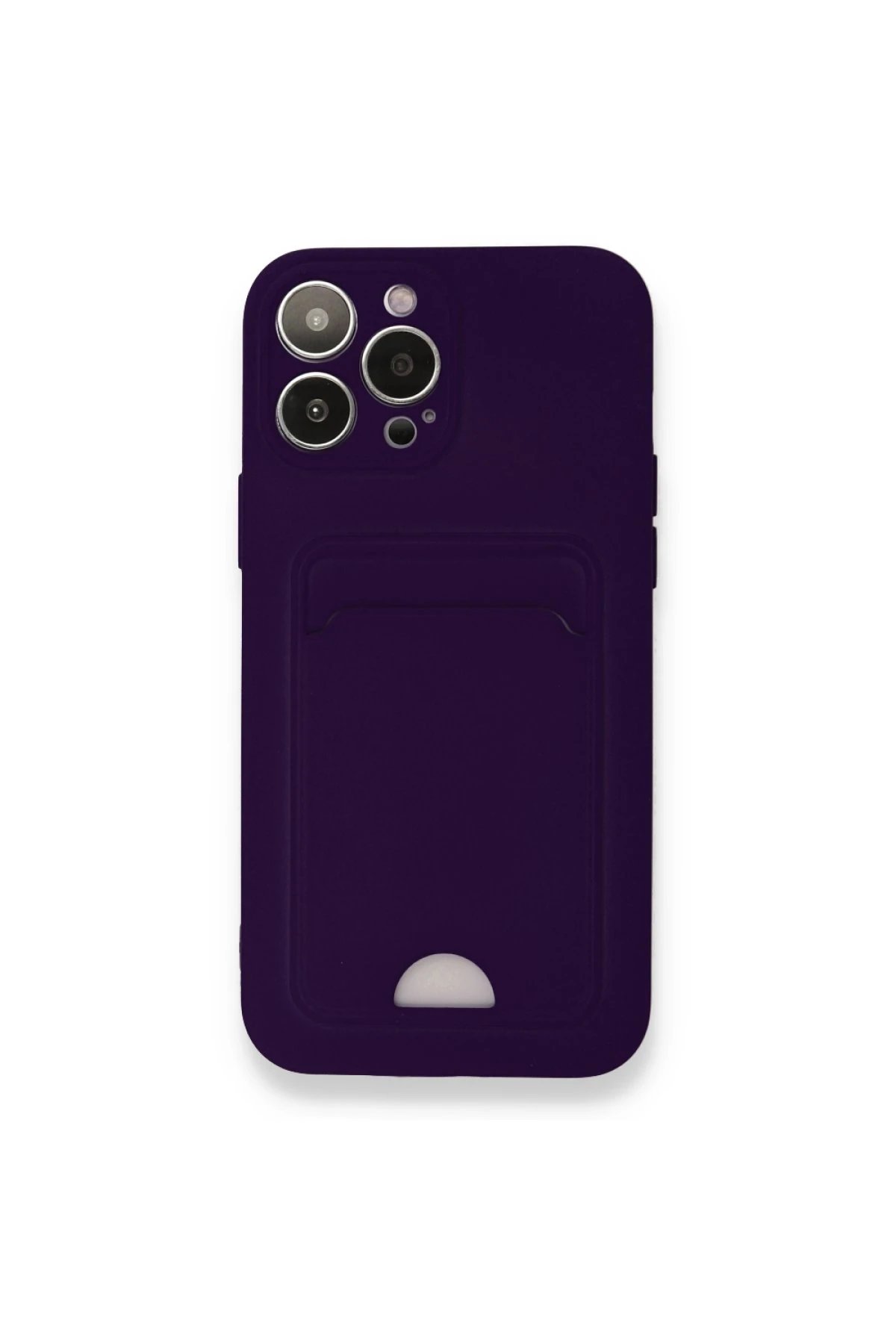 iPhone 13 Pro Max Kılıf Kelvin Kartvizitli Silikon - Derin Mor-(5796)