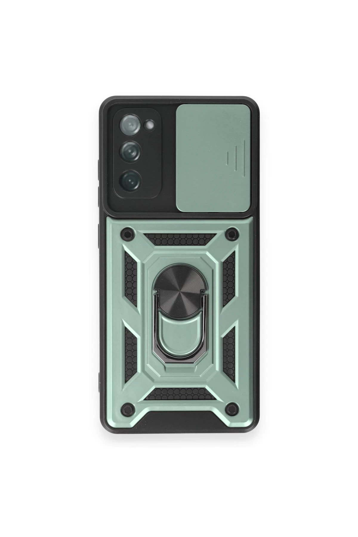 Samsung Galaxy S20 FE Kılıf Pars Lens Yüzüklü Silikon - Yeşil-(5796)