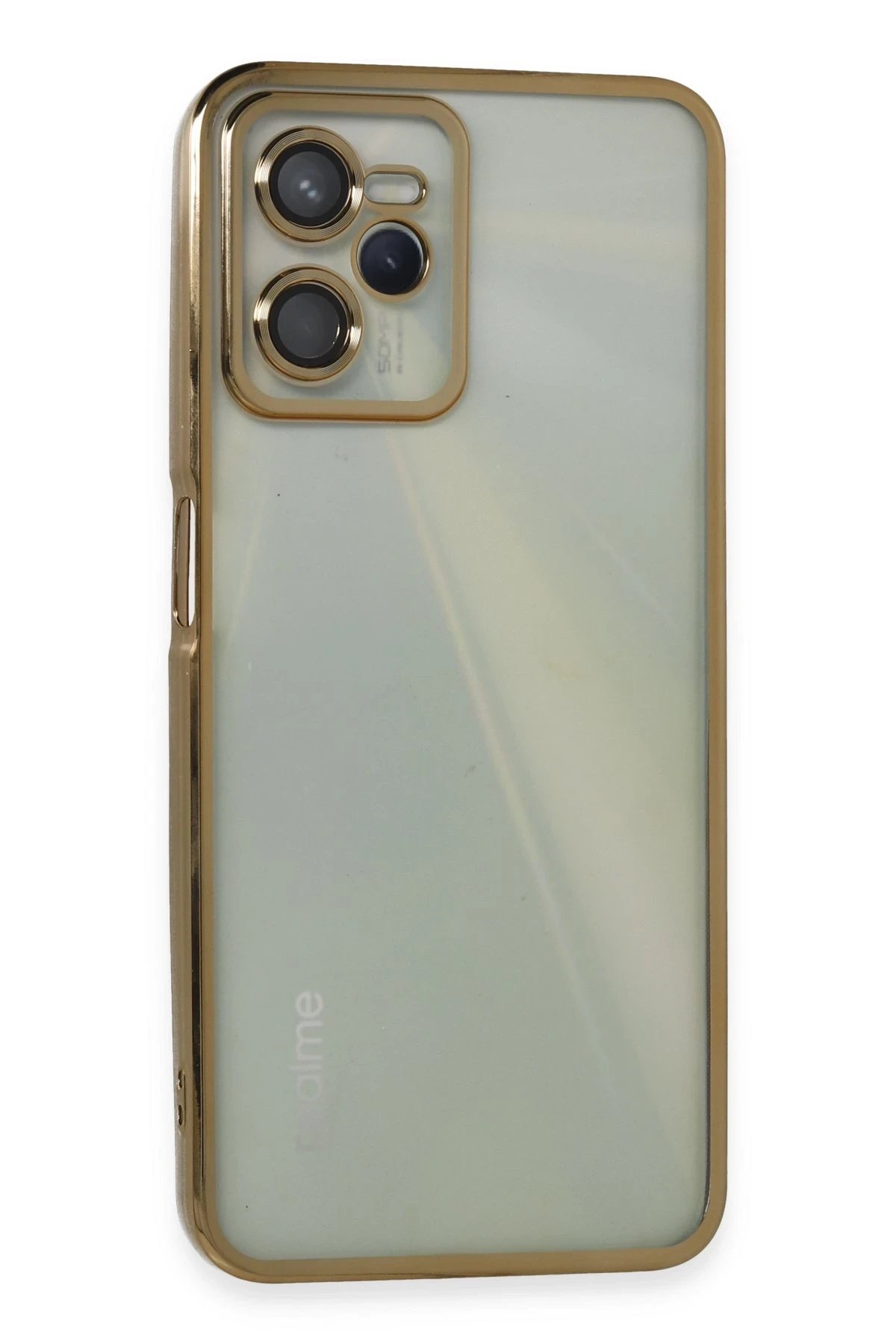 Realme C35 Kılıf Lensli Silikon - Gold-(5796)