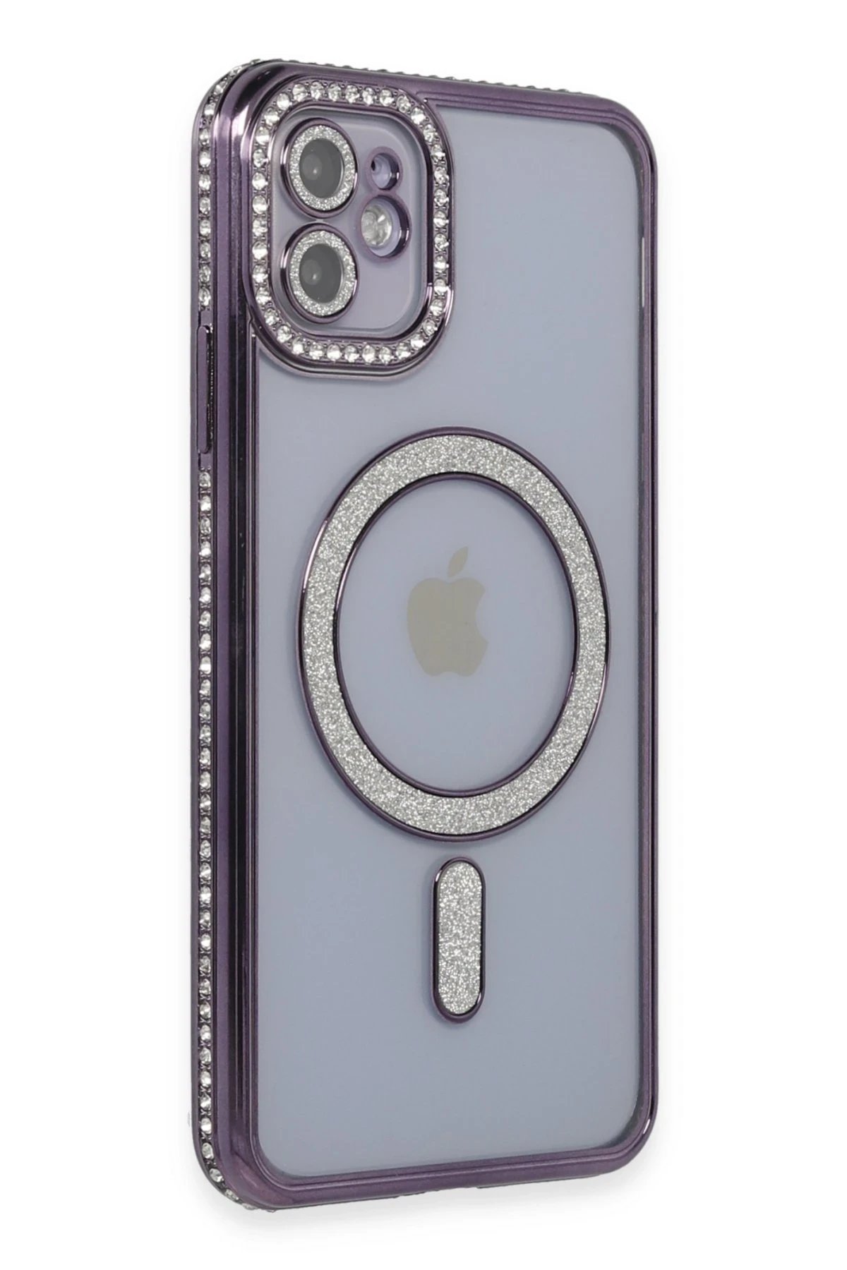 iPhone 11 Kılıf Joke Simli Magneticsafe Kılıf - Derin Mor-(5796)