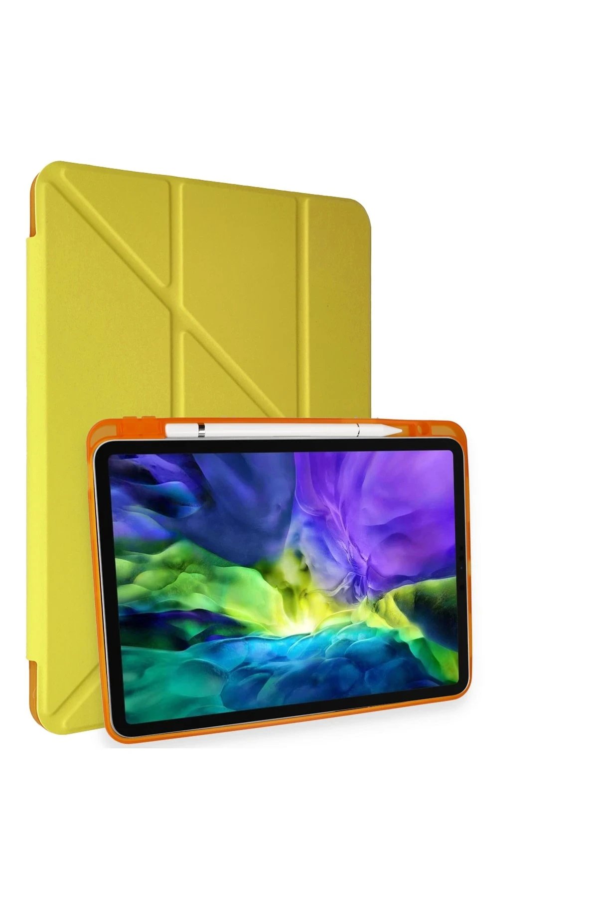 iPad Pro 11 (2018) Kılıf Kalemlikli Mars Tablet Kılıfı - Açık Sarı-(5796)