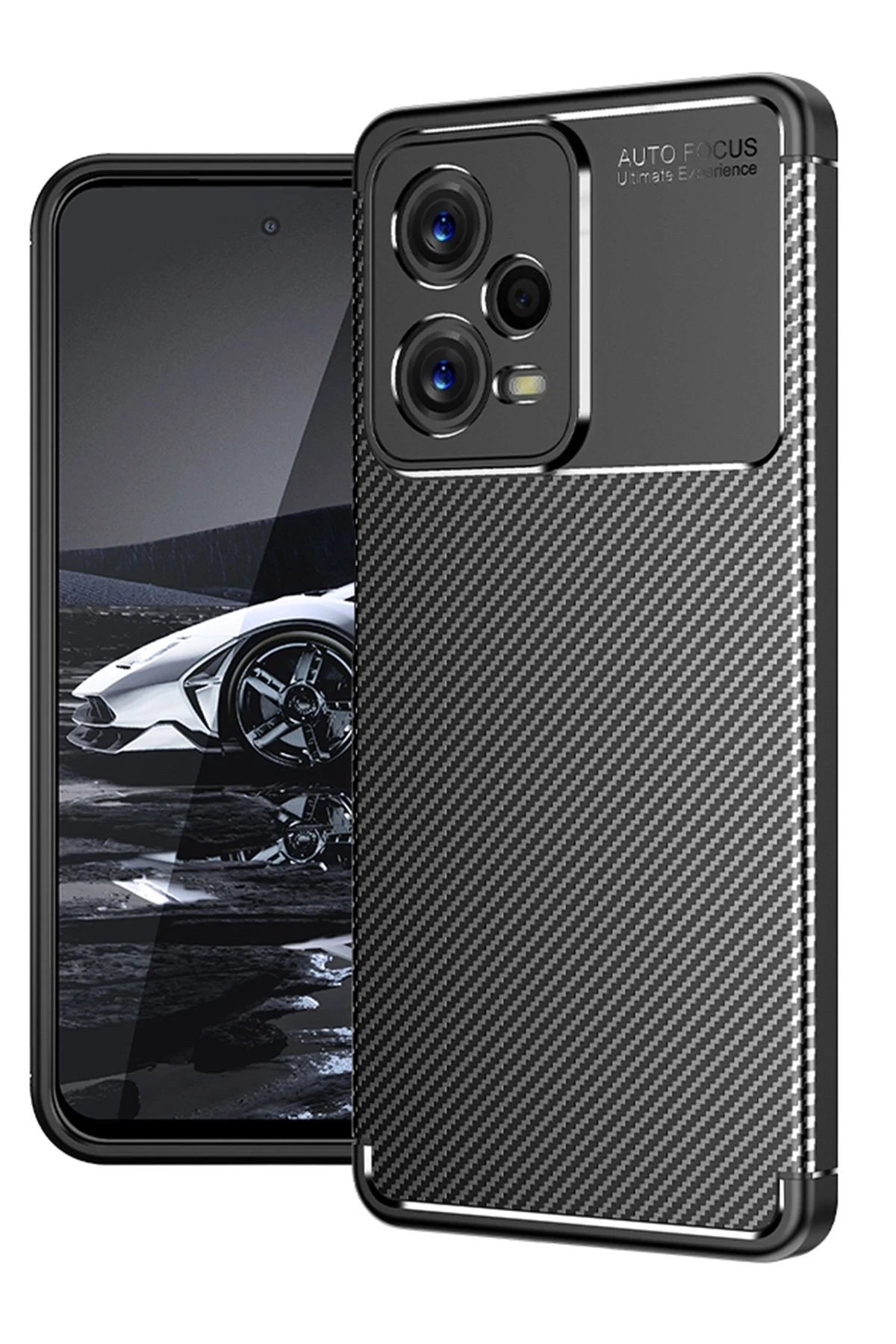 Xiaomi Poco X5 5G Kılıf Auto Focus Karbon Kapak - Siyah-(5796)