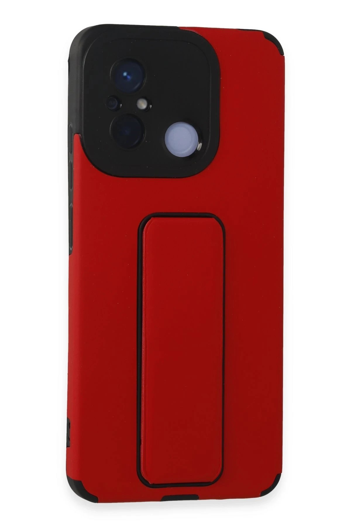 Xiaomi Redmi 12C Kılıf Mega Standlı Silikon - Kırmızı-(5796)