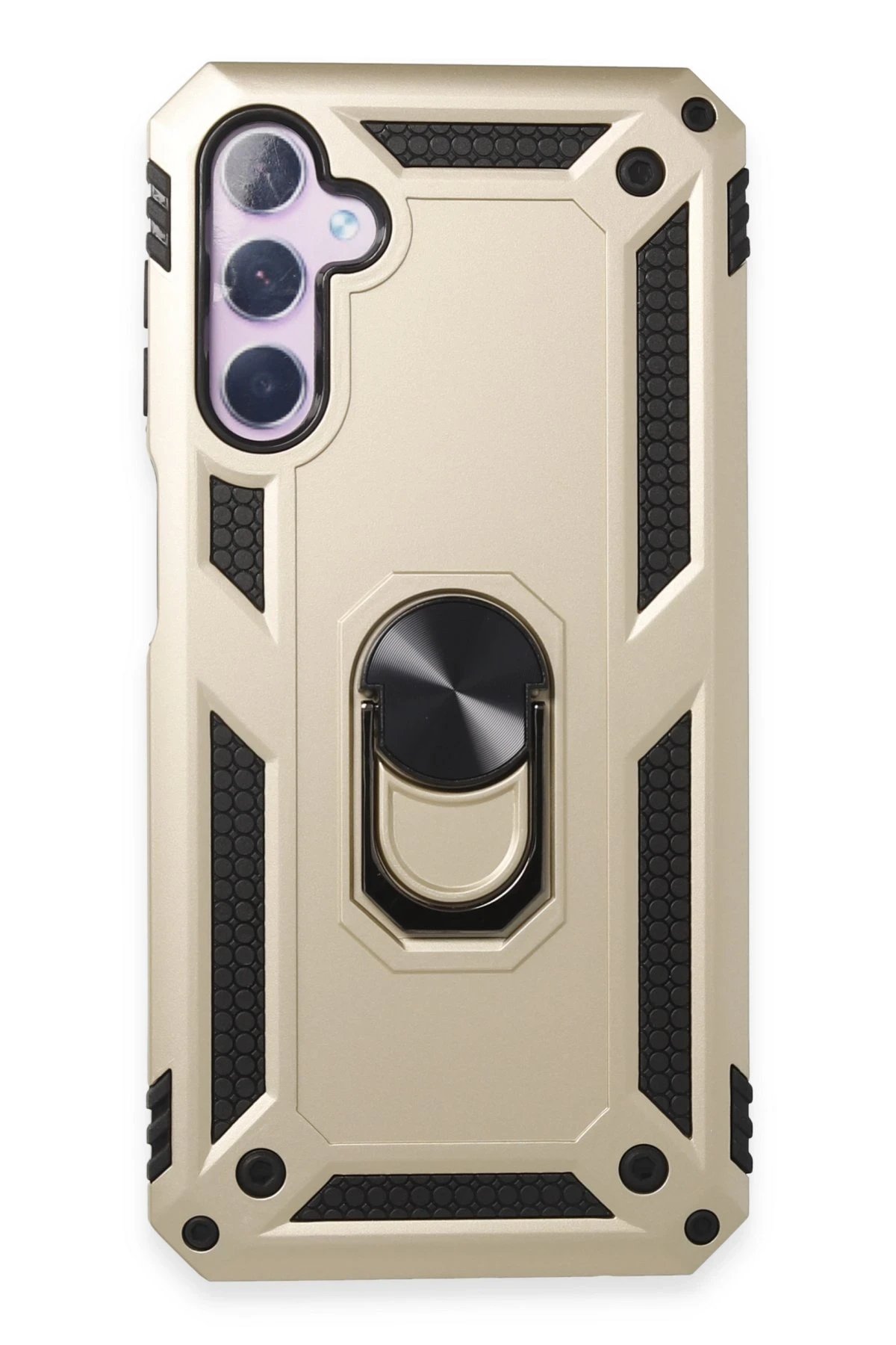 Samsung Galaxy A24 4G Kılıf Sofya Yüzüklü Silikon Kapak - Gold-(5796)