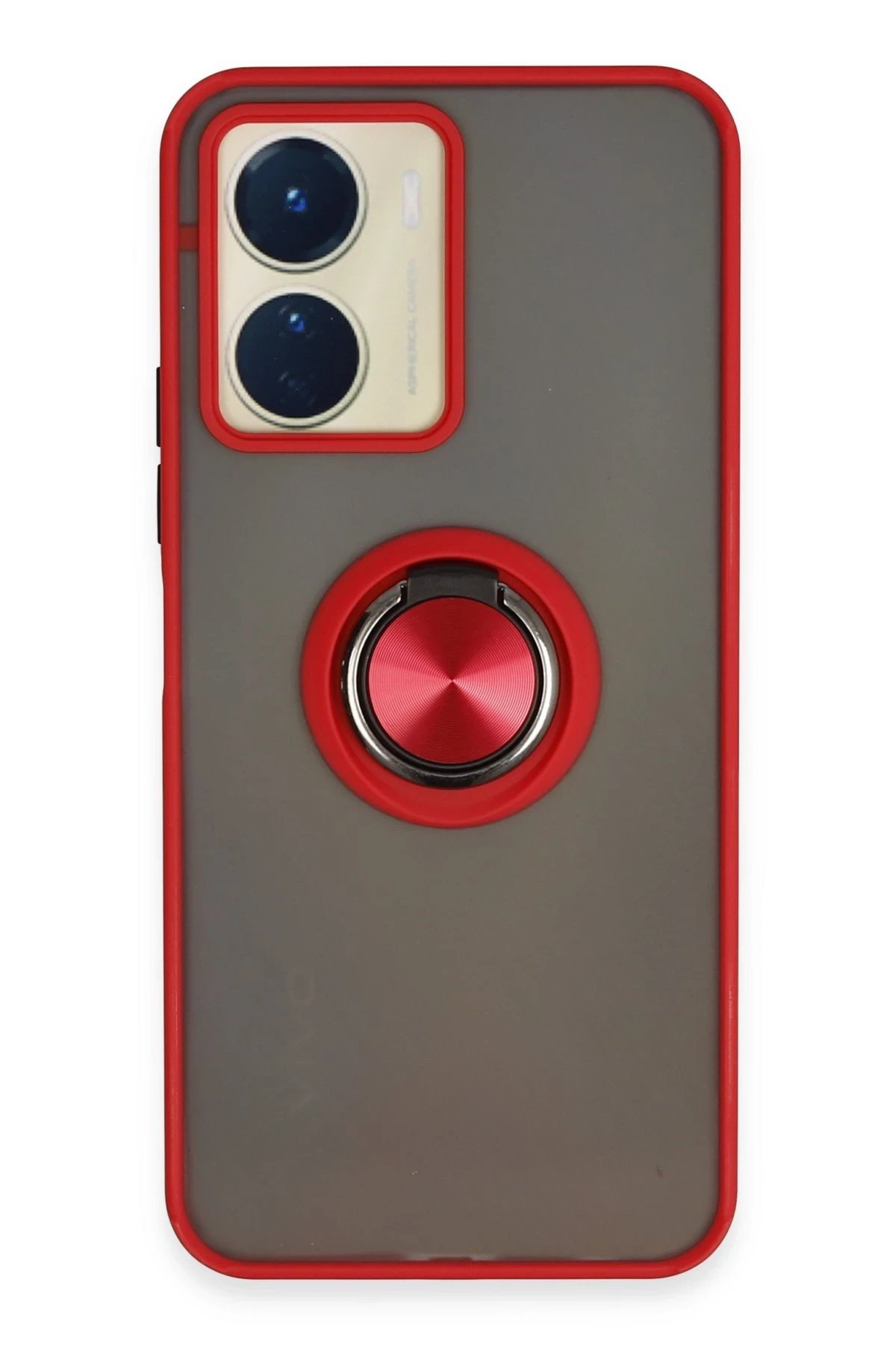 Vivo Y16 Kılıf Montreal Yüzüklü Silikon Kapak - Kırmızı-(5796)