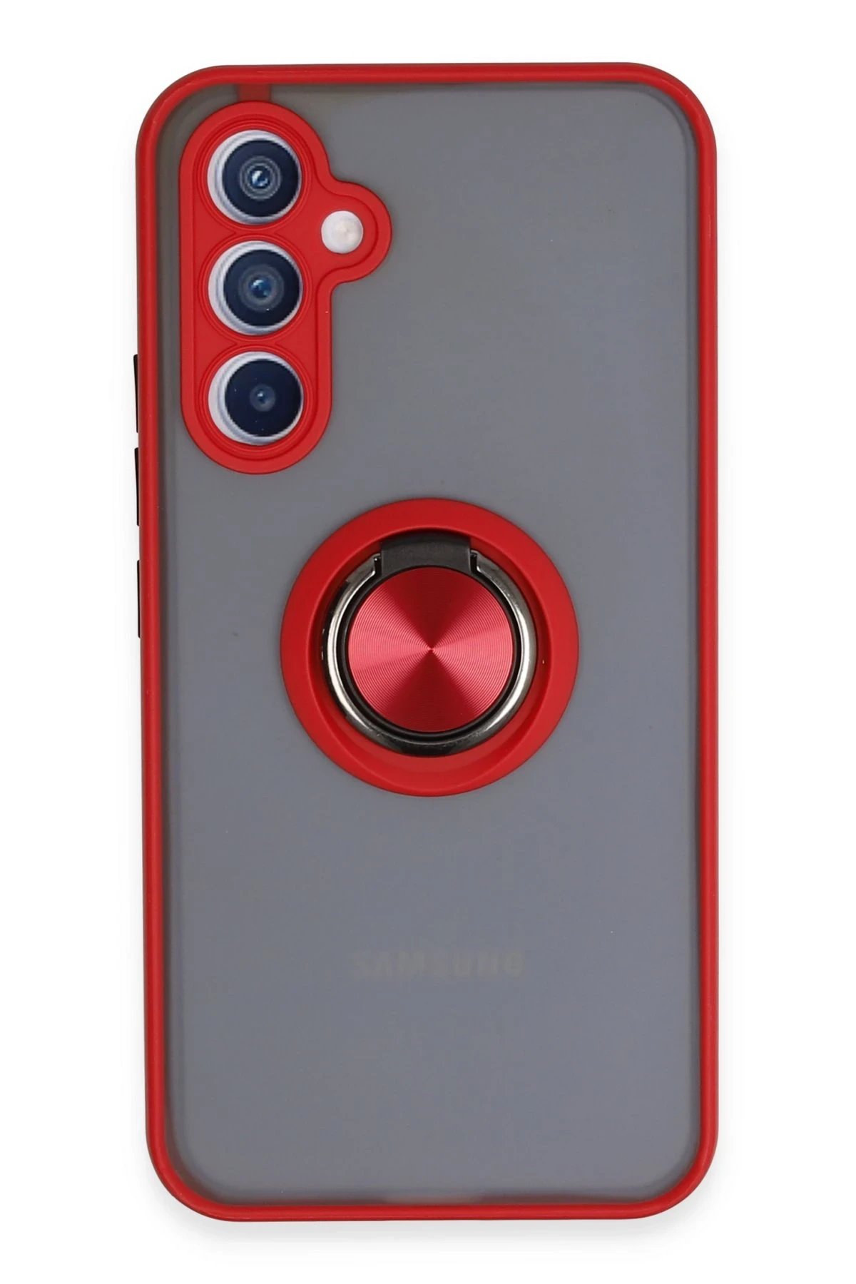 Samsung Galaxy A34 5G Kılıf Montreal Yüzüklü Silikon Kapak - Kırmızı-(5796)