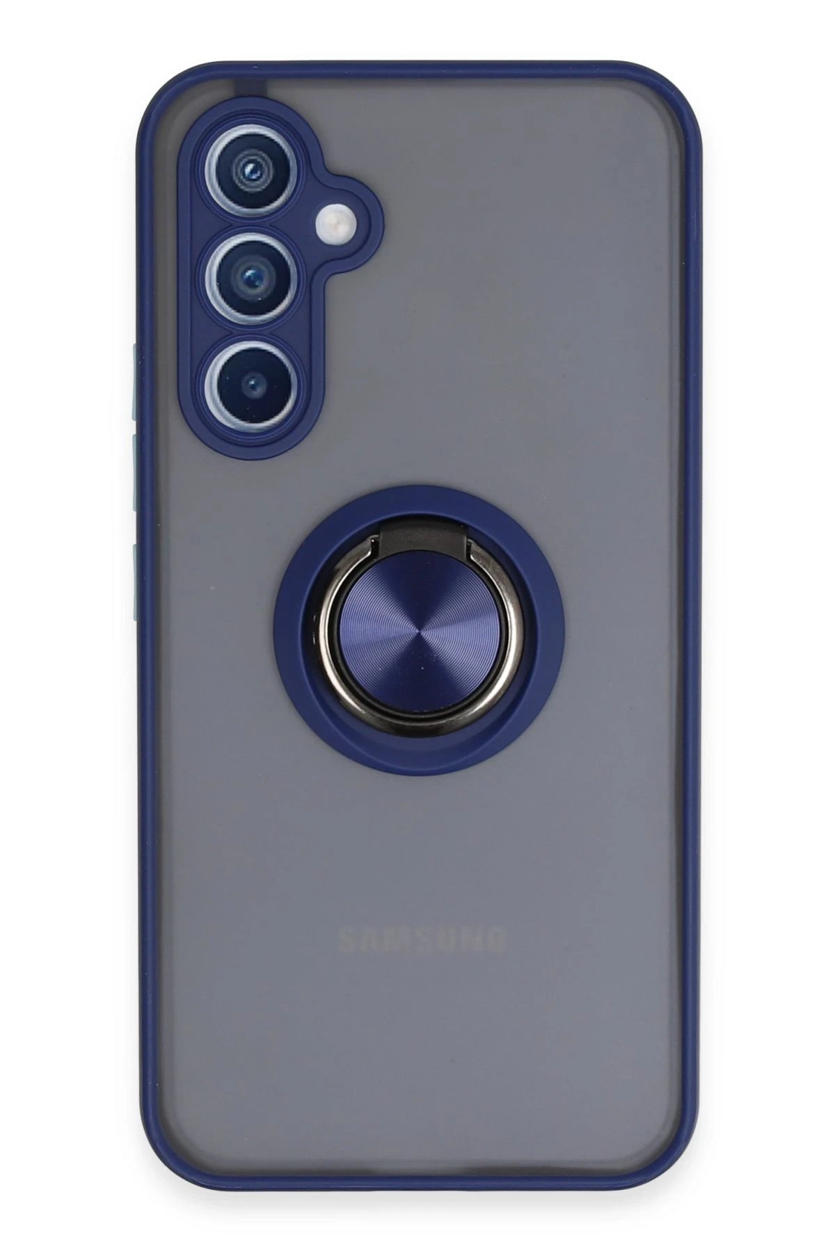 Samsung Galaxy A34 5G Kılıf Montreal Yüzüklü Silikon Kapak - Lacivert-(5796)