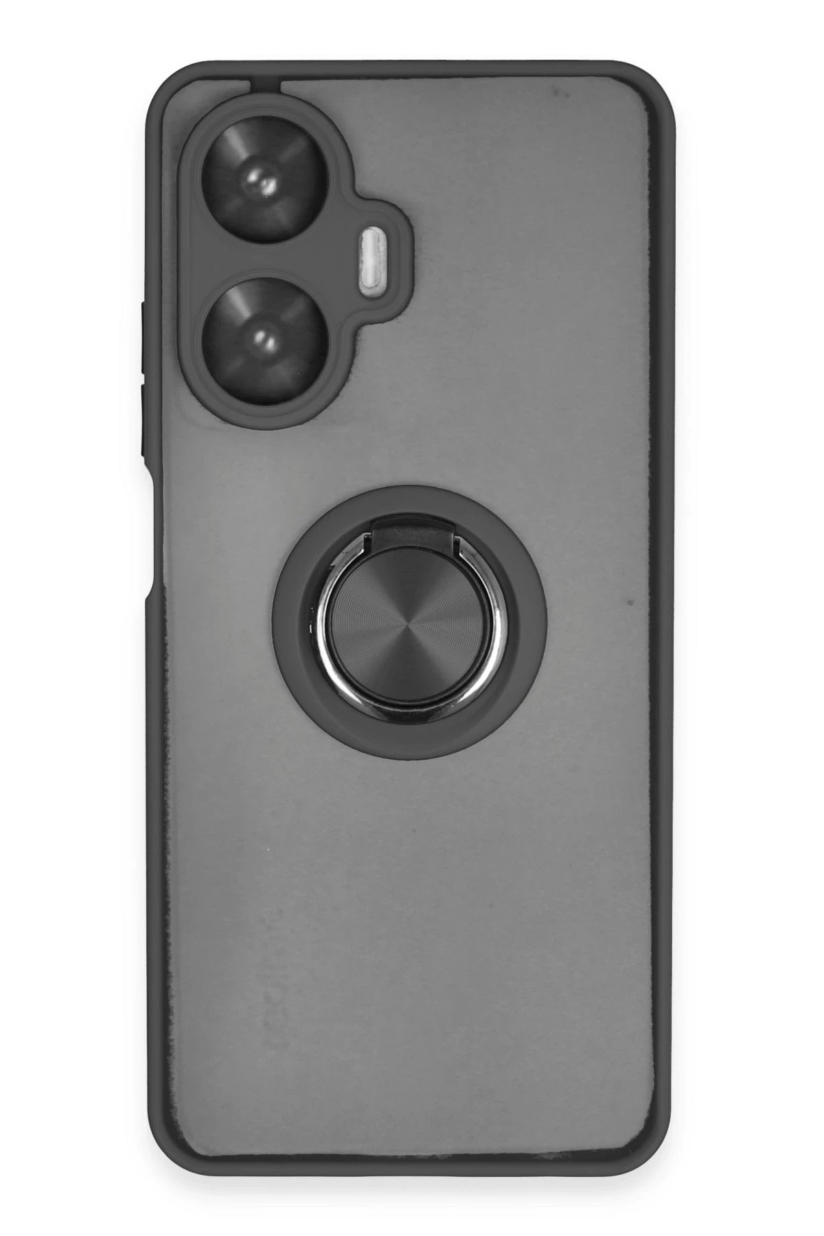 Realme C55 Kılıf Montreal Yüzüklü Silikon Kapak - Siyah-(5796)