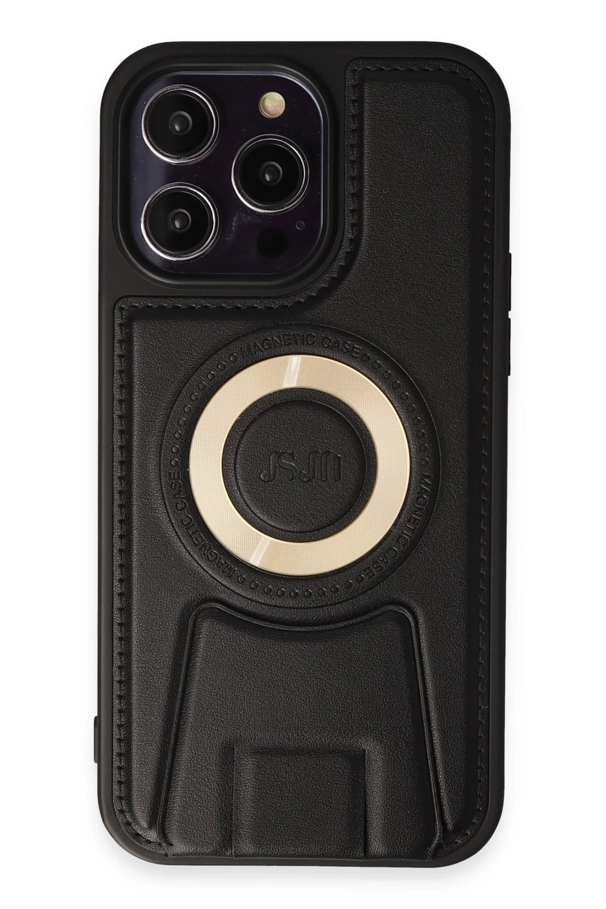 iPhone 13 Pro Max Kılıf Merkür Magneticsafe Standlı Kapak - Siyah-(5796)