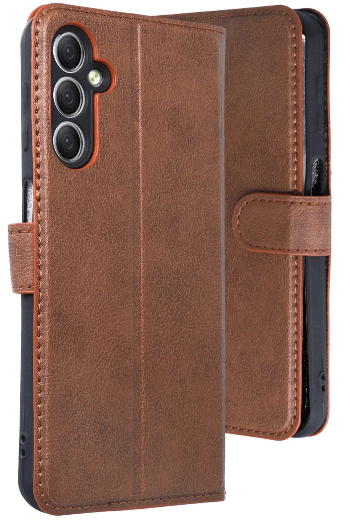 Samsung Galaxy A24 4G Kılıf Trend S Plus Kapaklı Kılıf - Taba-(5796)