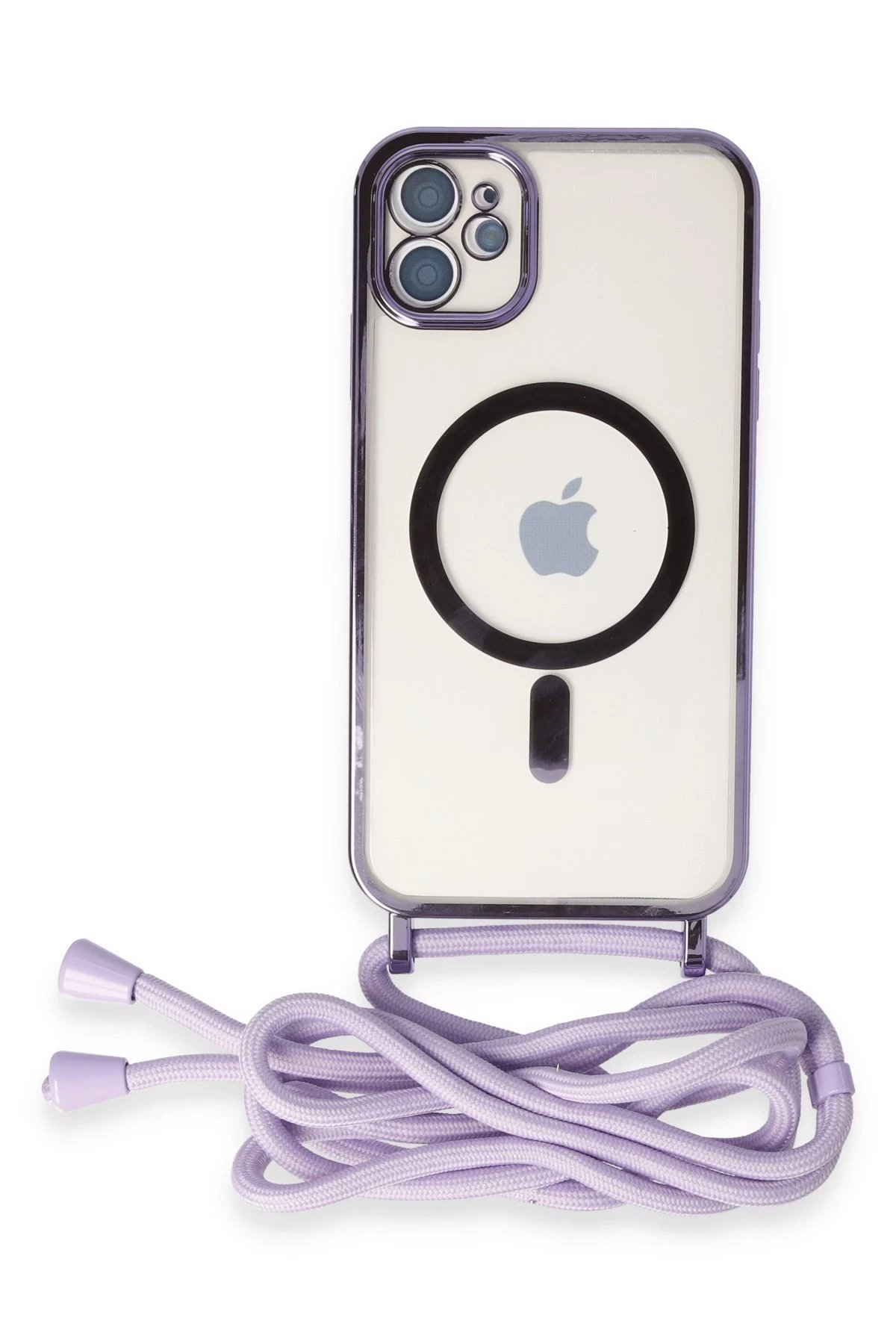 iPhone 11 Kılıf Divo Lazer Askılı Magsafe Kapak - Lila-(5796)