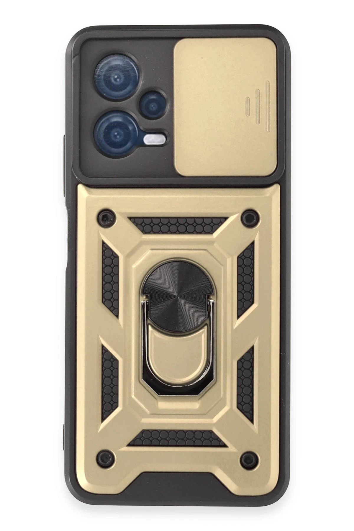 Xiaomi Redmi Note 12 5G Kılıf Pars Lens Yüzüklü Silikon - Gold-(5796)