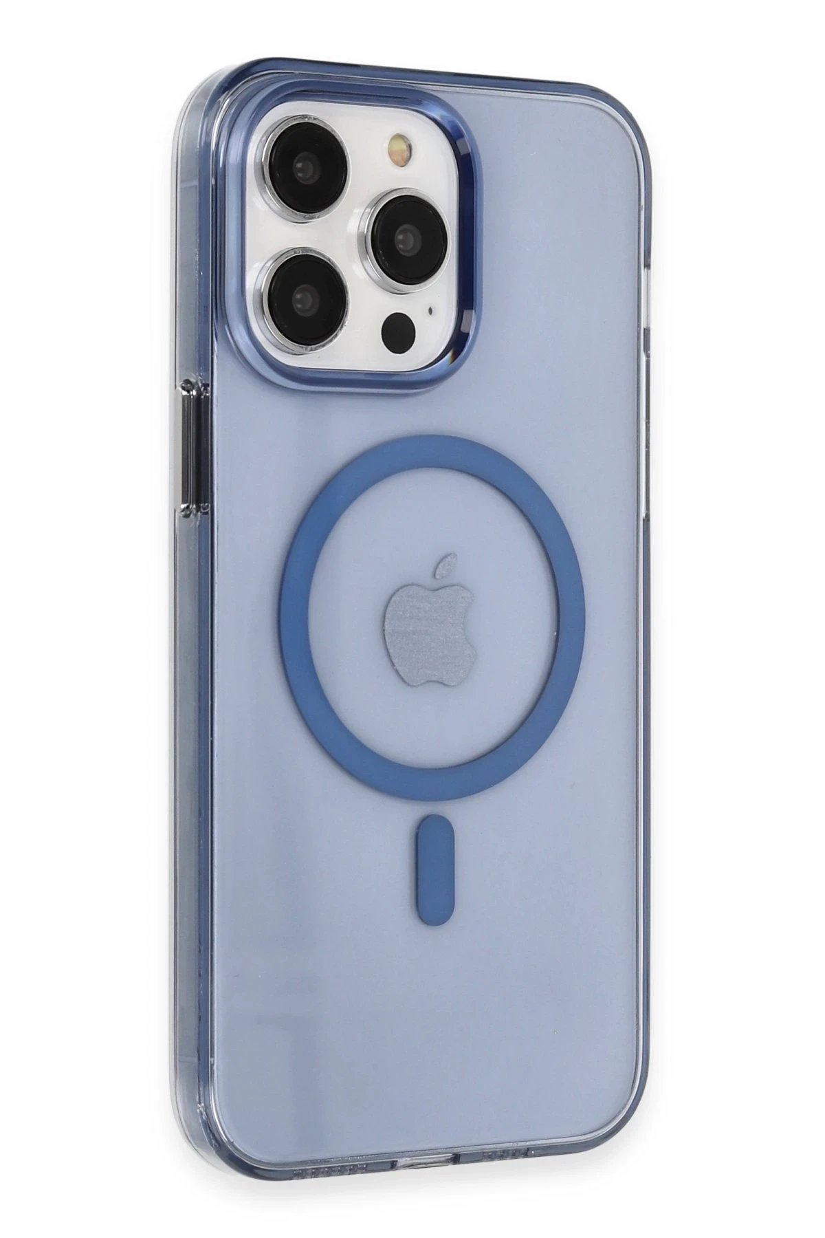 iPhone 14 Pro Max Kılıf Tron Şeffaf Magsafe Kapak - Mavi-(5796)