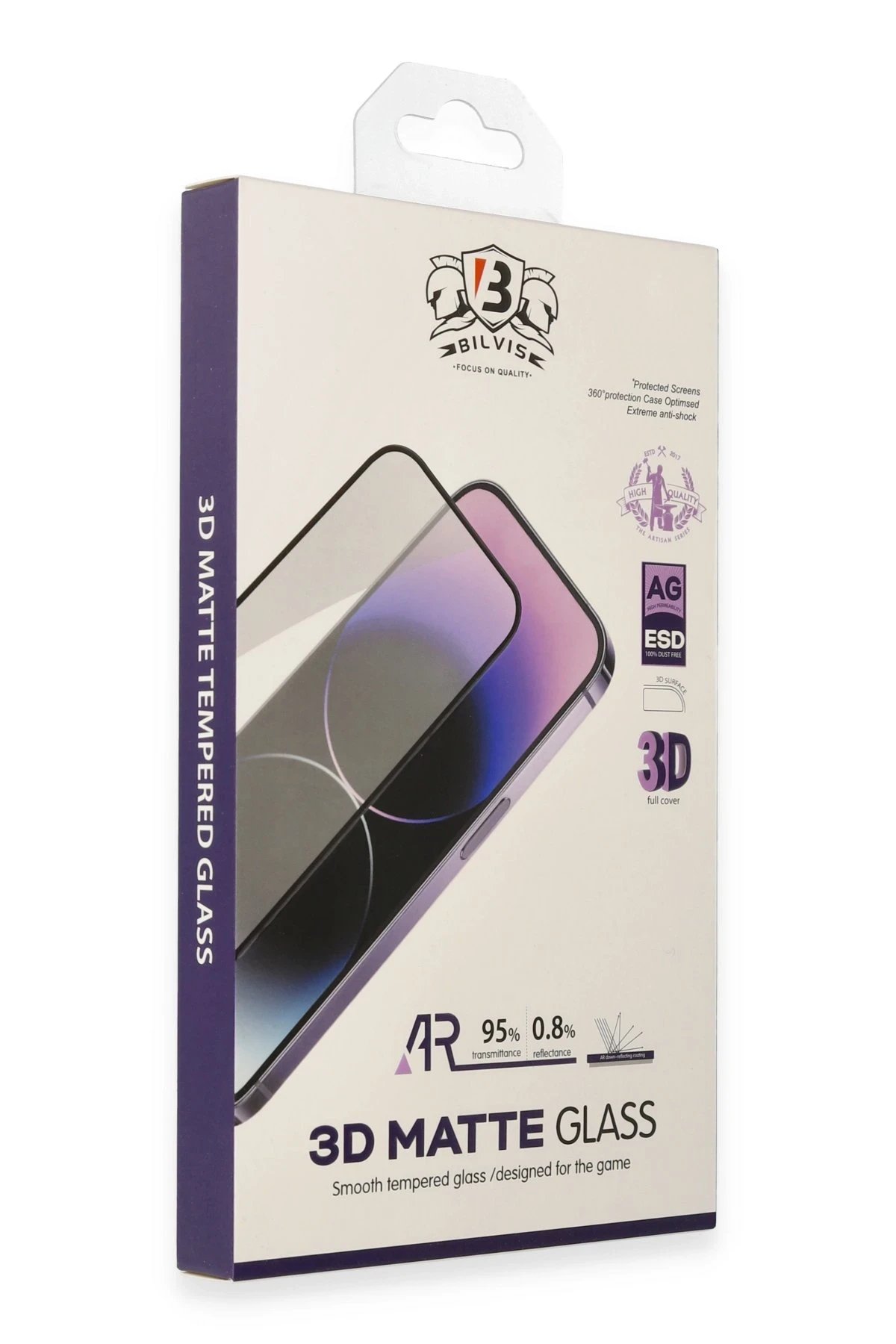 iPhone 13 Pro Max Bilvis 3D Mat Cam Ekran Koruyucu-(5796)