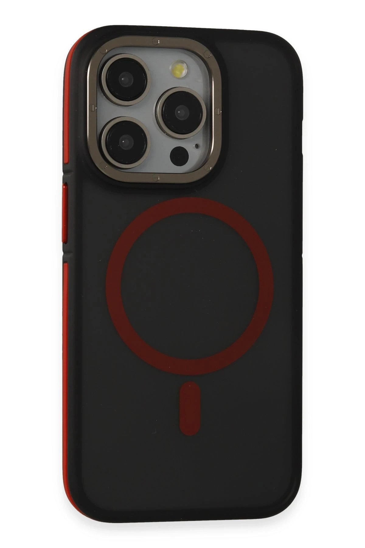 iPhone 14 Pro Max Kılıf Rocky Magsafe Kapak - Siyah-Kırmızı-(5796)