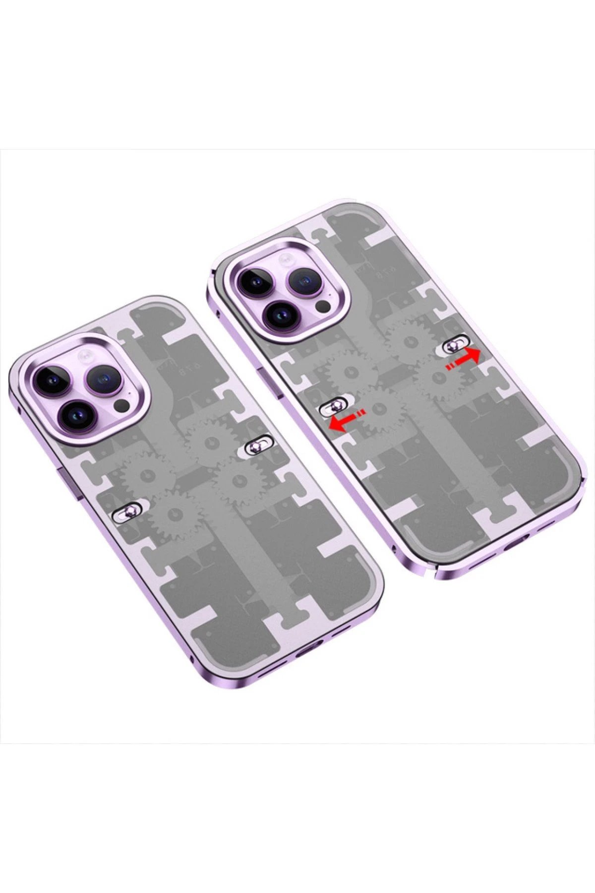 iPhone 13 Pro Kılıf Mekanik Bumper Kapak - Derin Mor-(5796)