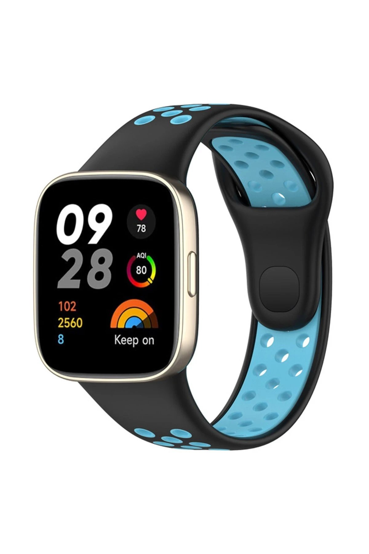 Xiaomi Redmi Watch 3 Spor Delikli Kordon - Siyah-Mavi-(5796)