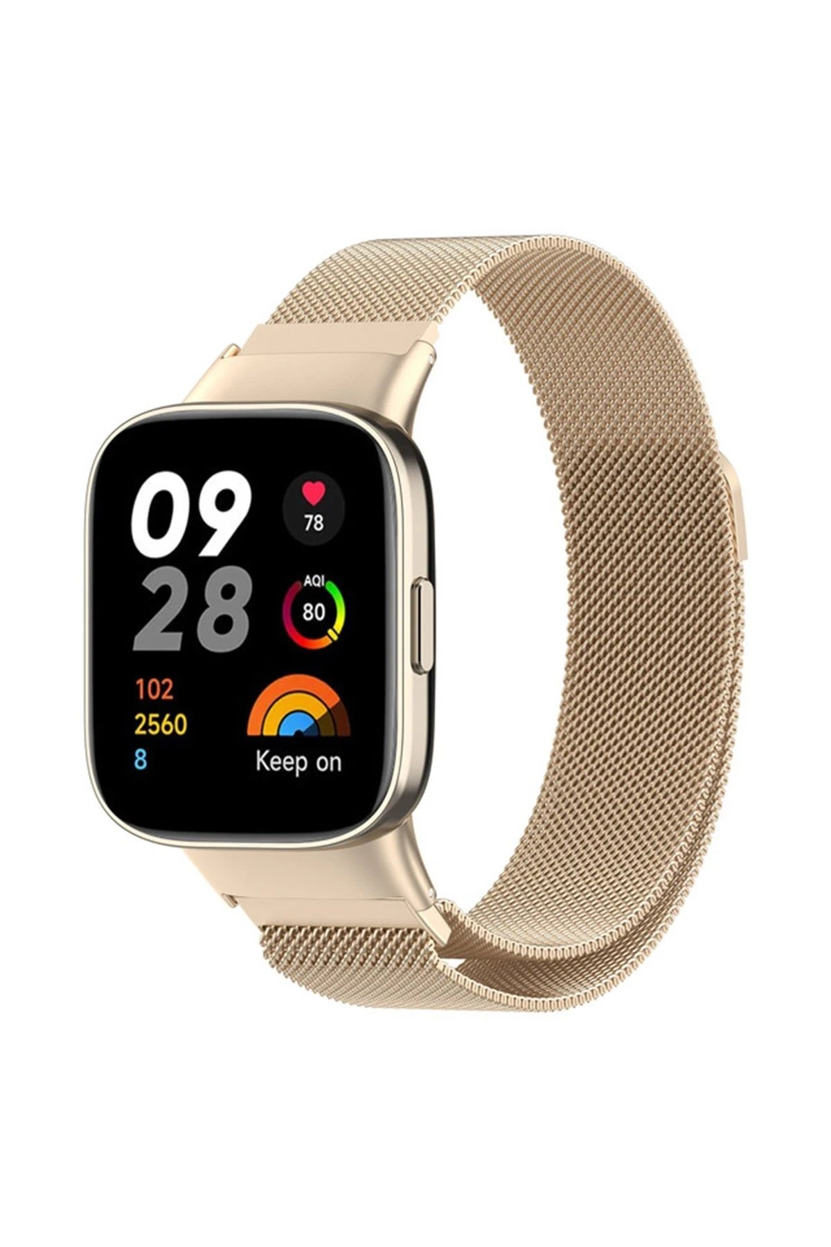 Xiaomi Redmi Watch 3 Metal Mıknatıslı Kordon - Metalik Gold-(5796)