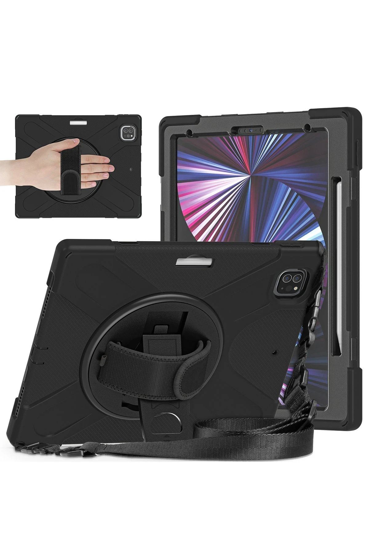 iPad Pro 12.9 (2020) Kılıf Amazing Tablet Kapak - Siyah-(5796)