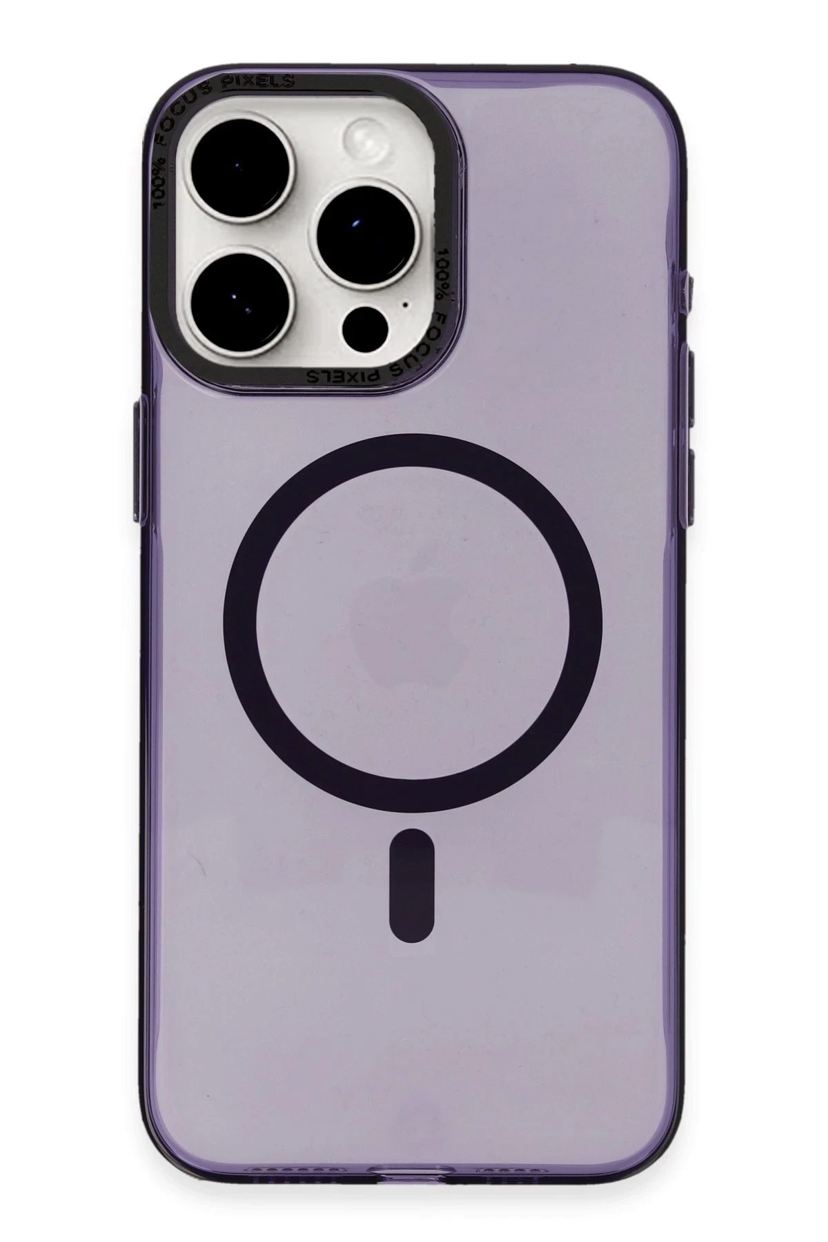 iPhone 15 Pro Max Kılıf Anka PC Magneticsafe Sert Metal Kapak - Mor-(5796)