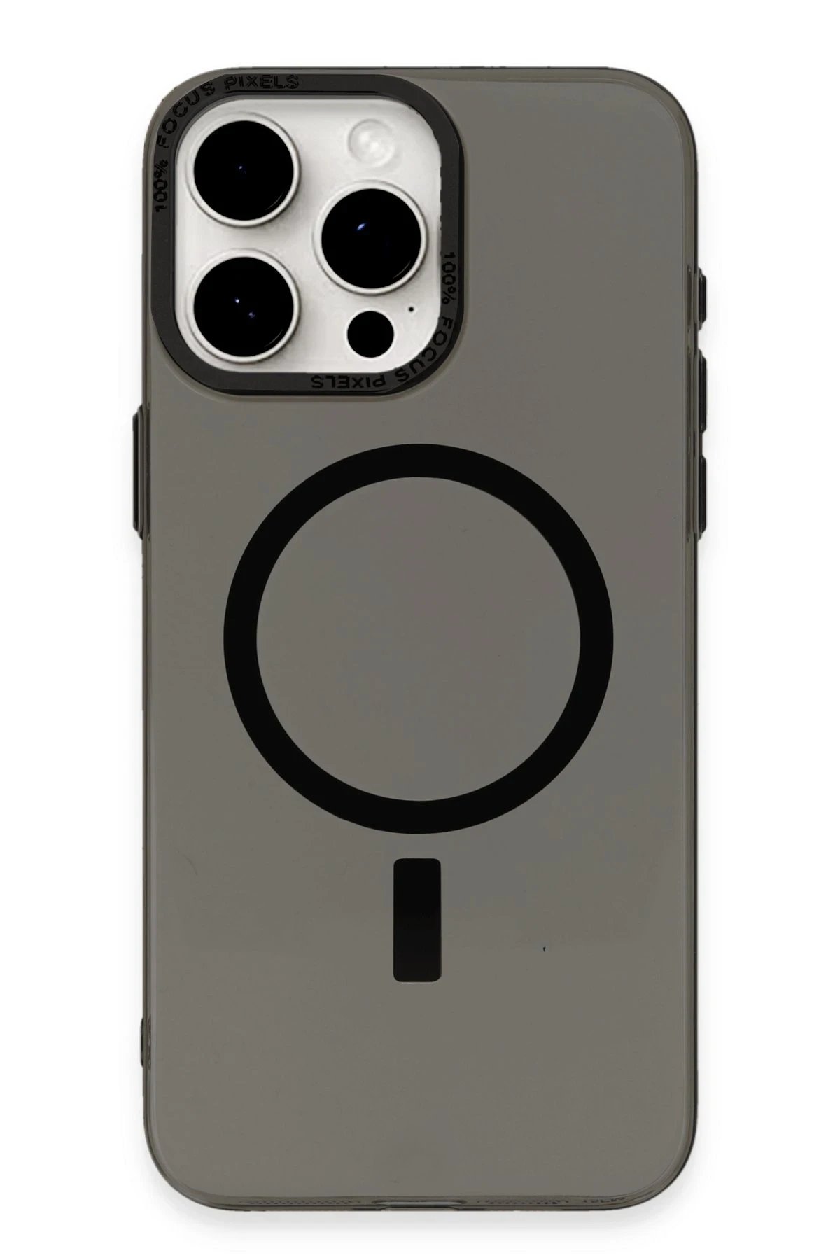 iPhone 15 Pro Kılıf Anka PC Magneticsafe Sert Metal Kapak - Siyah-(5796)