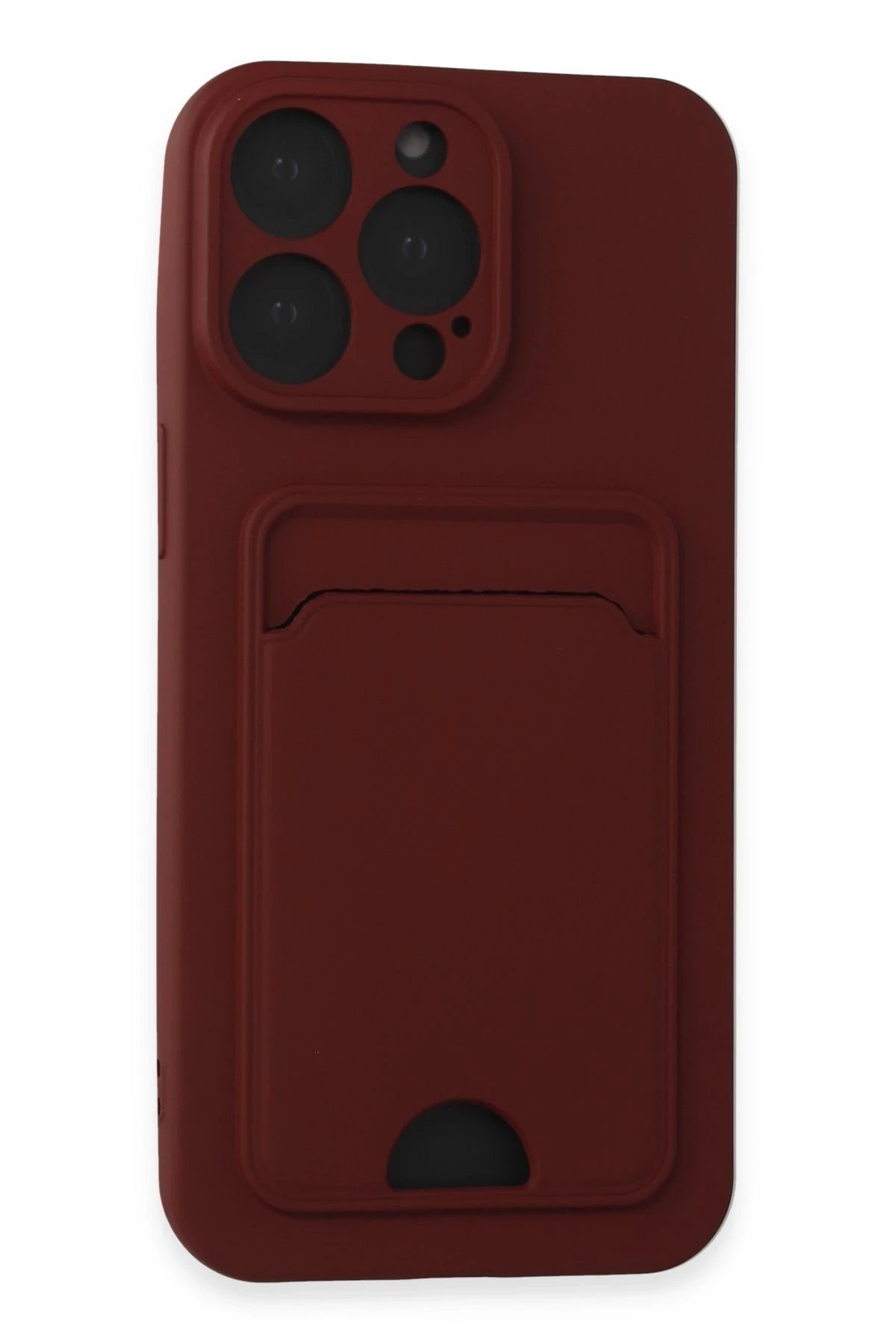 iPhone 15 Pro Kılıf Kelvin Kartvizitli Silikon - Bordo-(5796)