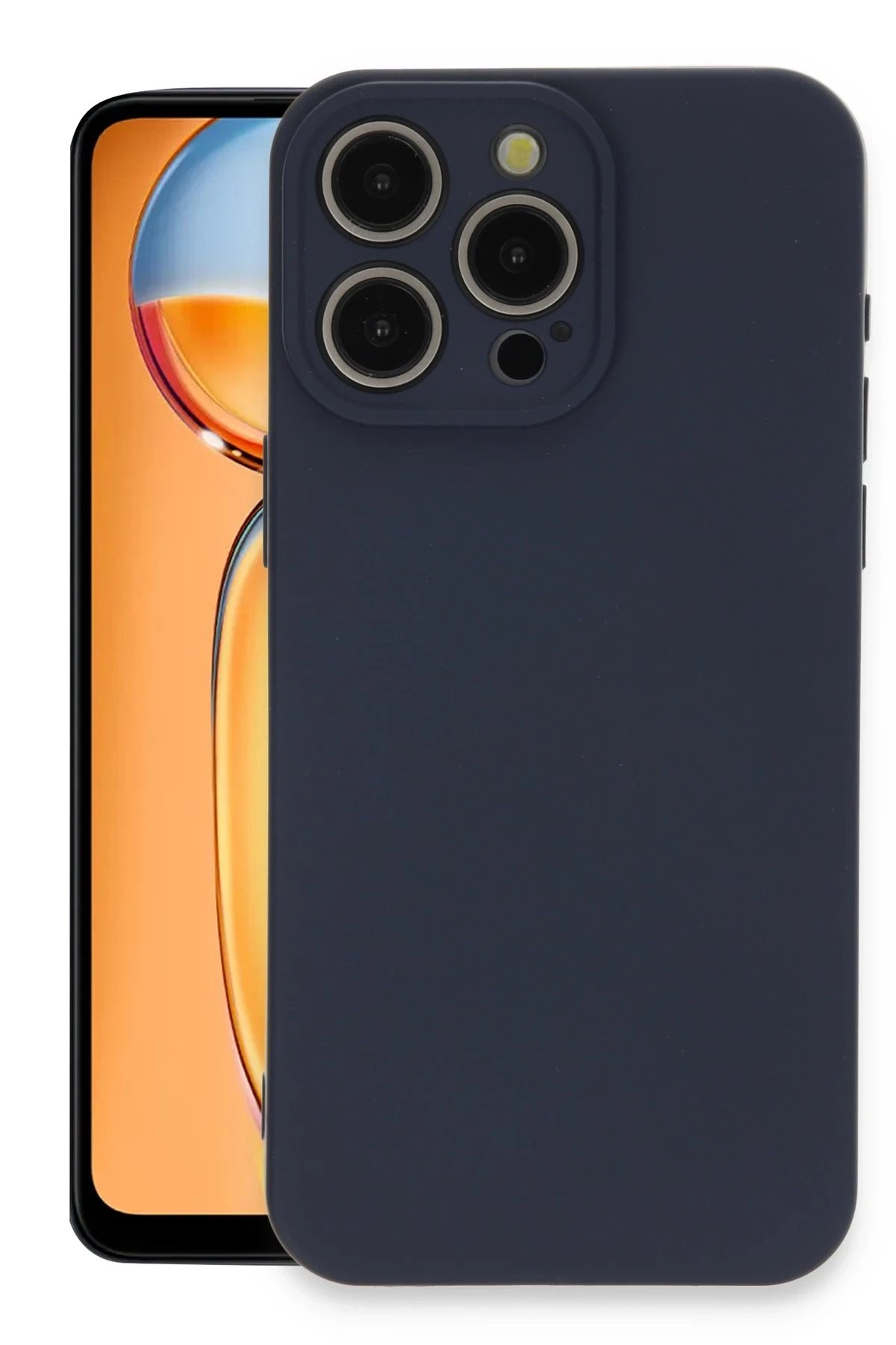 iPhone 15 Pro Max Kılıf Nano içi Kadife Silikon - Lacivert-(5796)