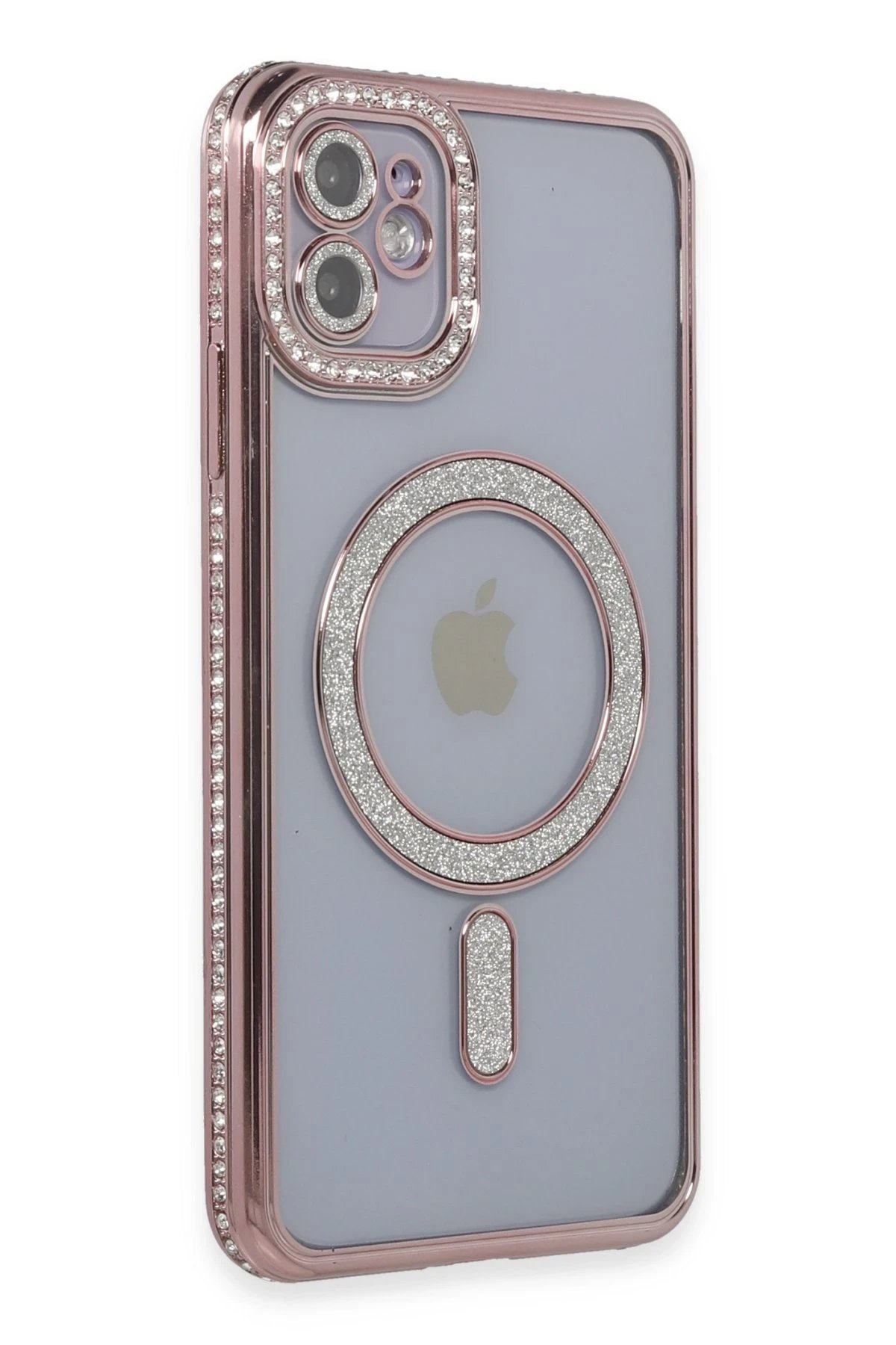 iPhone 11 Kılıf Joke Simli Magneticsafe Kılıf - Pembe-(5796)