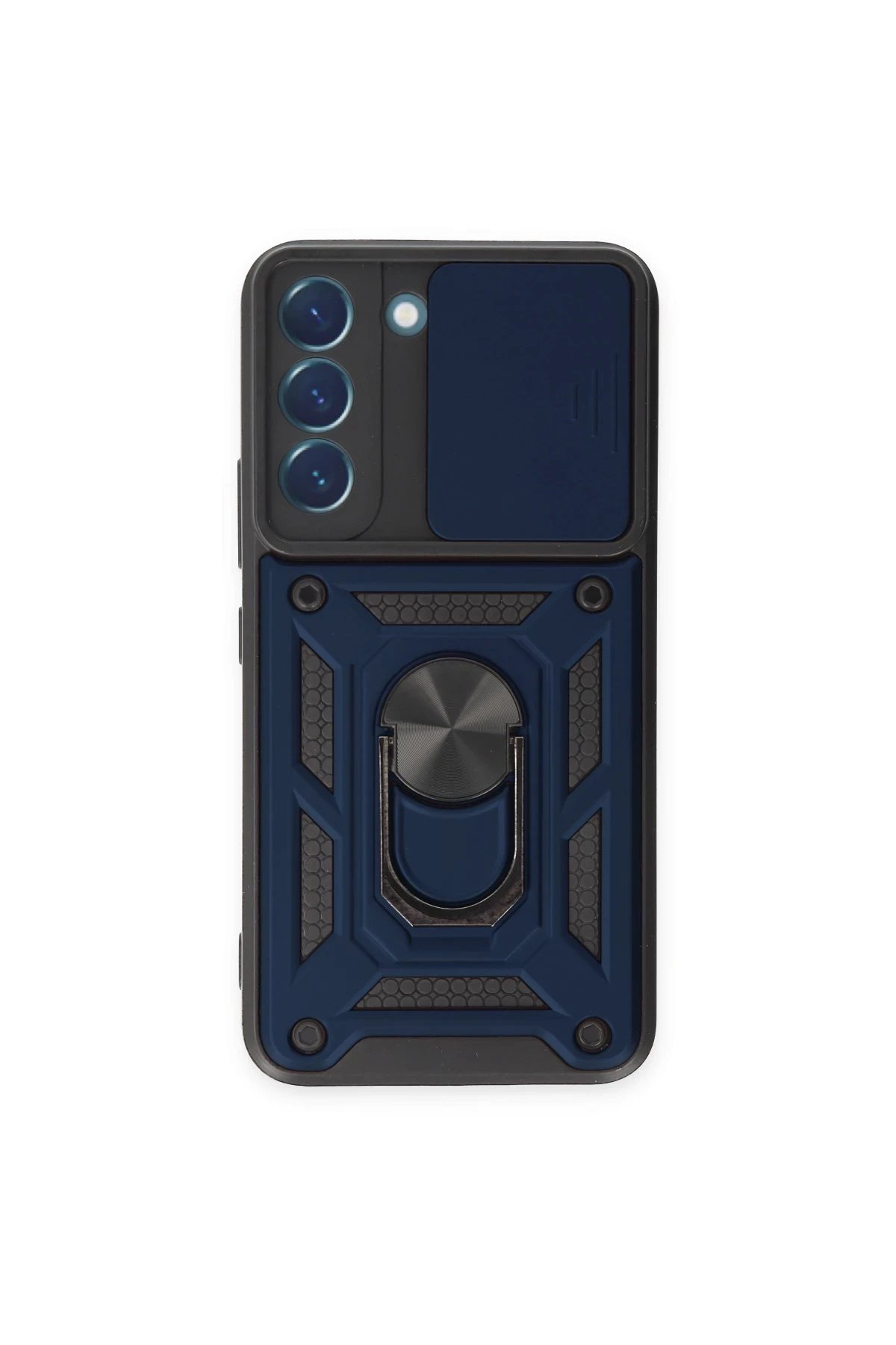 Samsung Galaxy S23 FE Kılıf Pars Lens Yüzüklü Silikon - Lacivert-(5796)