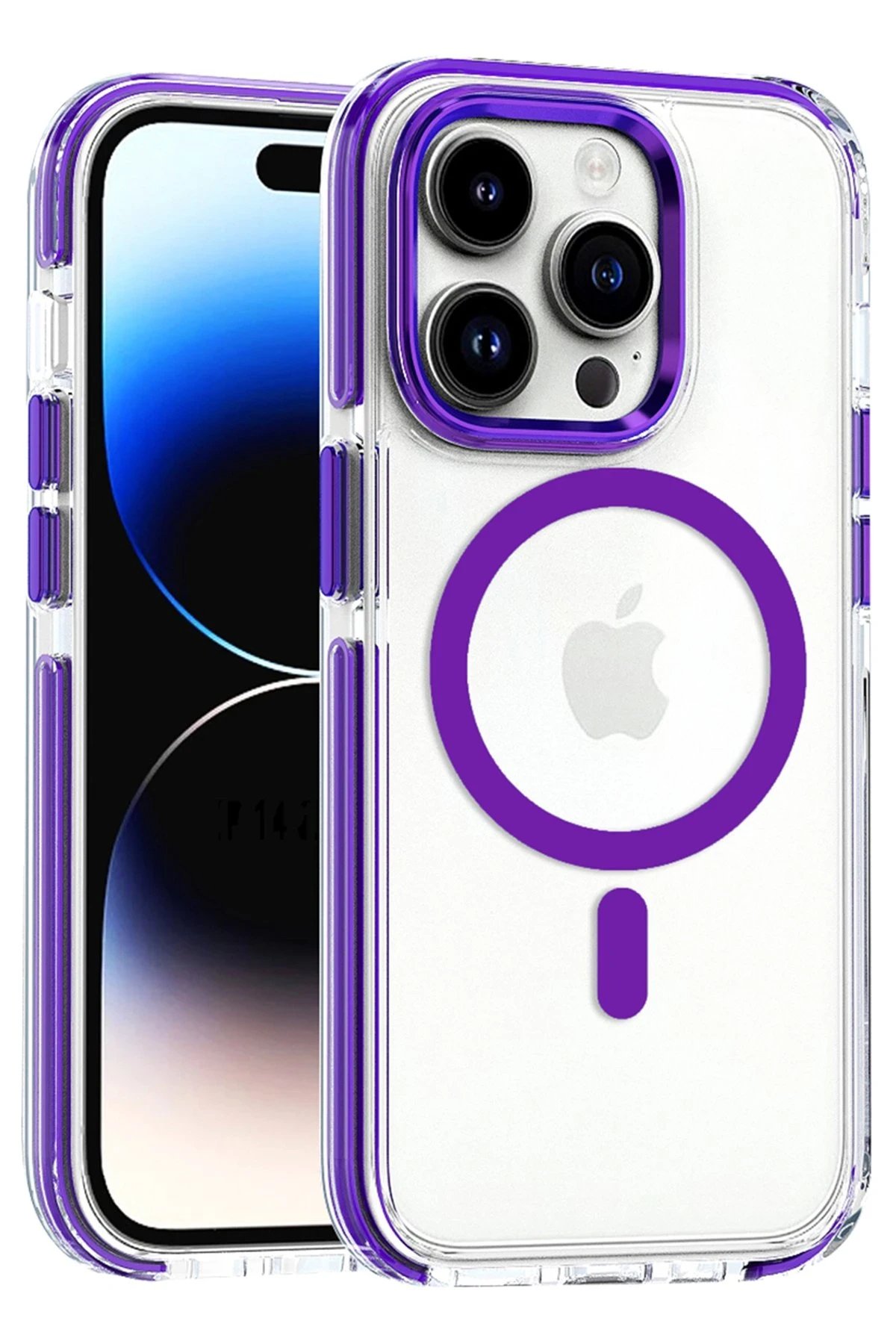 iPhone 15 Pro Max Bella Magsafe Kapak - Derin Mor-(5796)