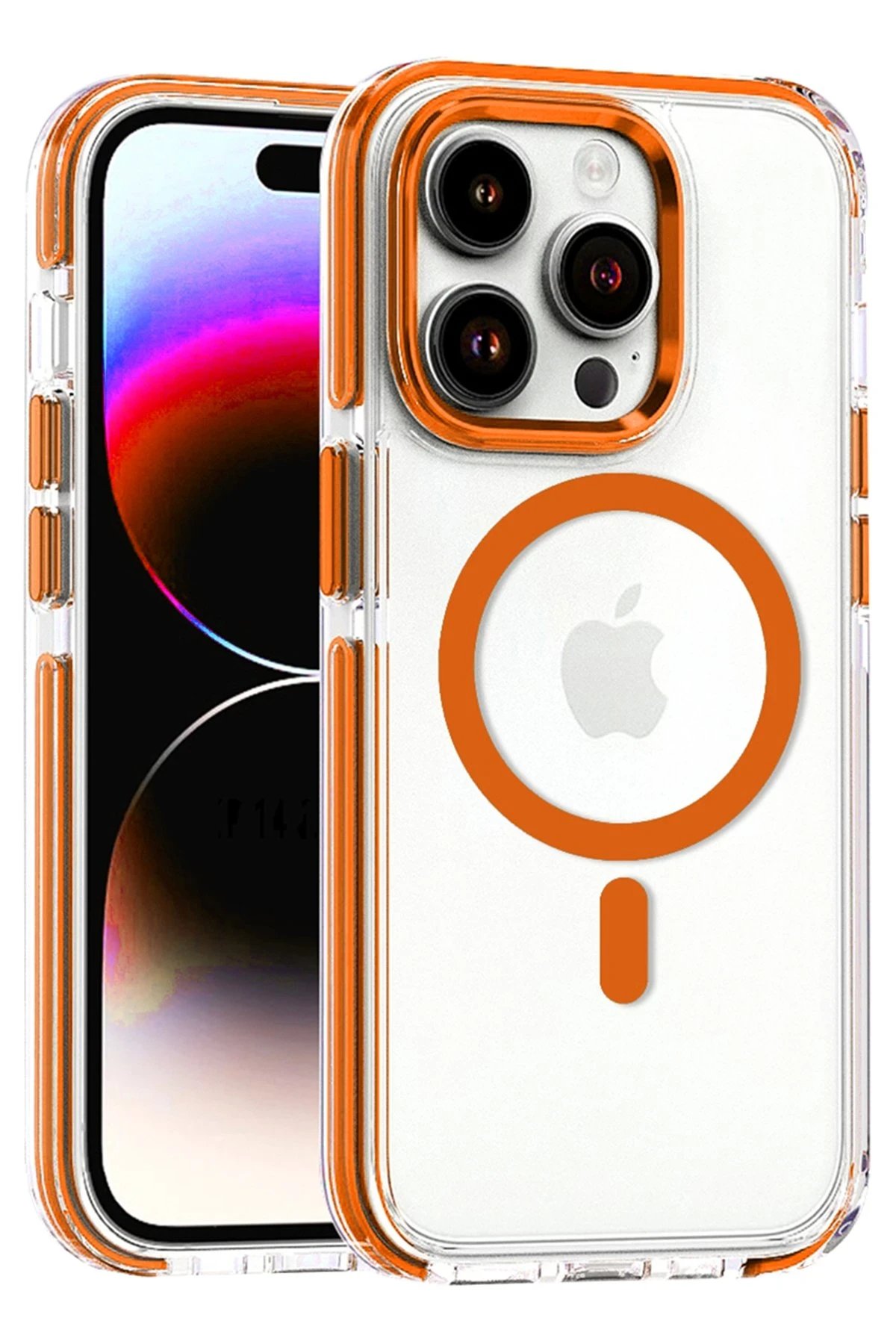 iPhone 15 Pro Max Bella Magsafe Kapak - Turuncu-(5796)