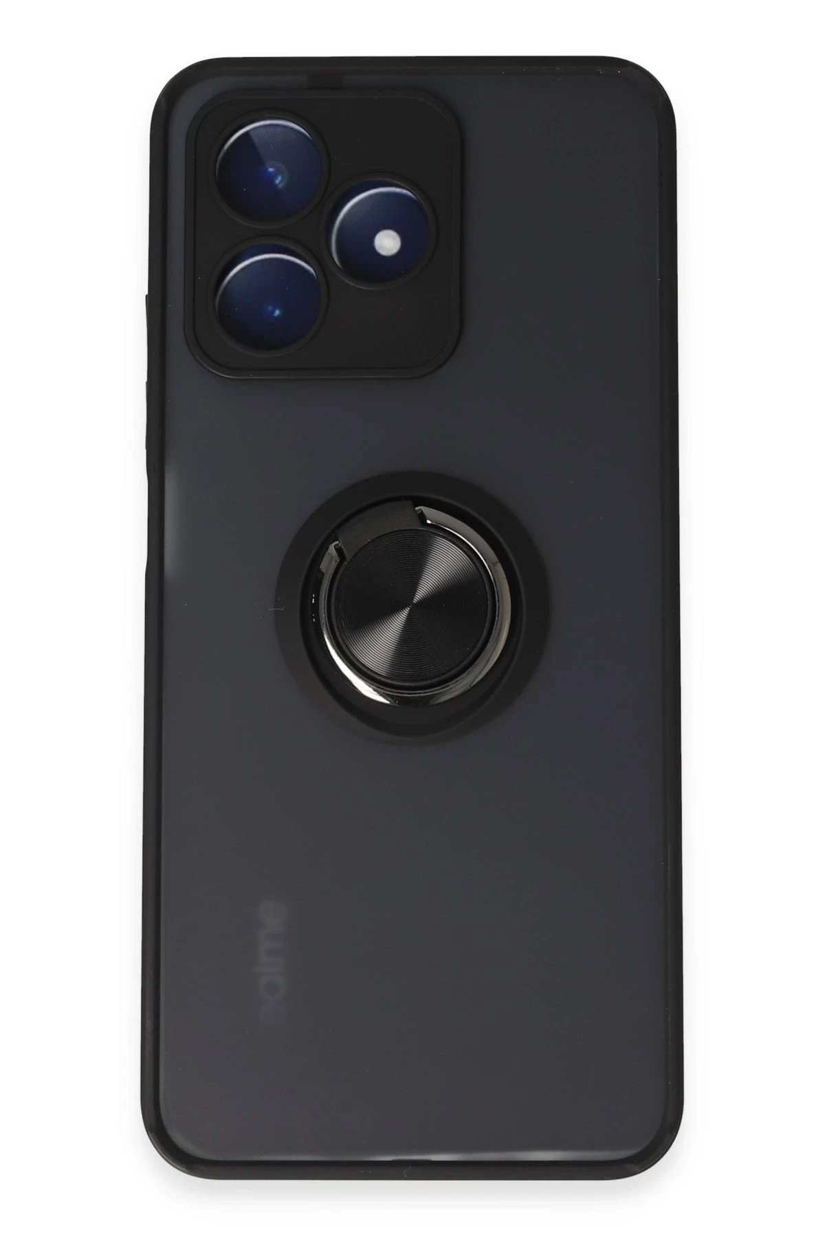 Realme C53 Kılıf Montreal Yüzüklü Silikon Kapak - Siyah-(5796)