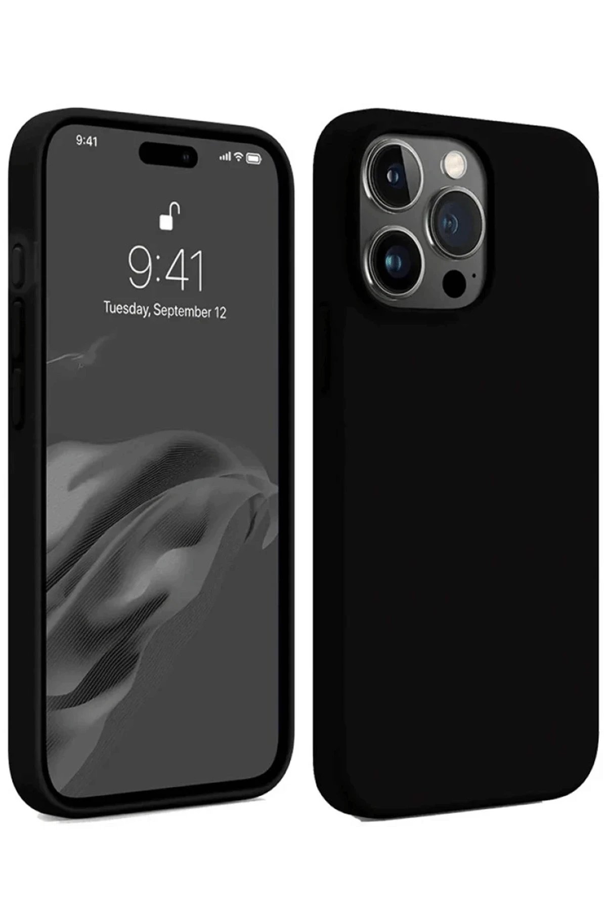 iPhone 15 Pro Max Kılıf First Silikon - Siyah-(5796)