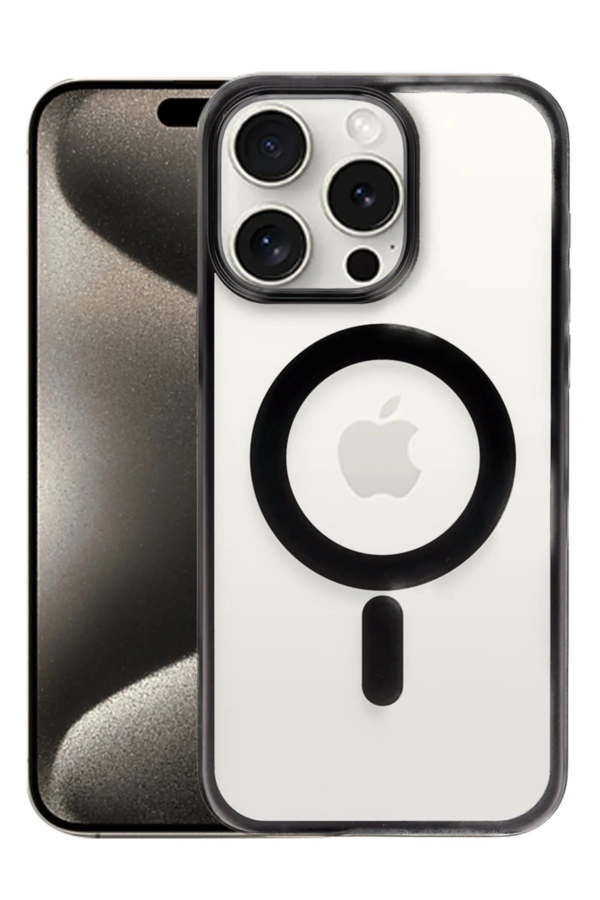iPhone 15 Pro Kılıf Erozi Magsafe Kapak - Siyah-(5796)