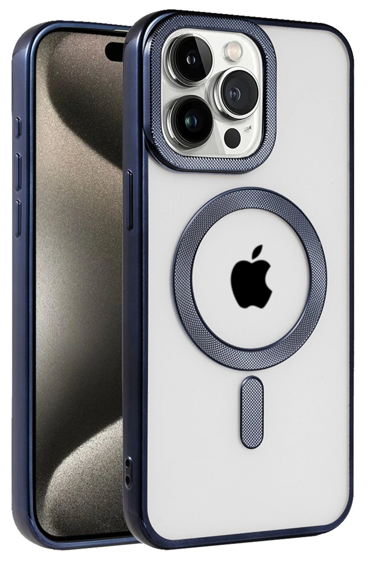 iPhone 15 Pro Kılıf Kronos Magsafe Kapak - Lacivert-(5796)