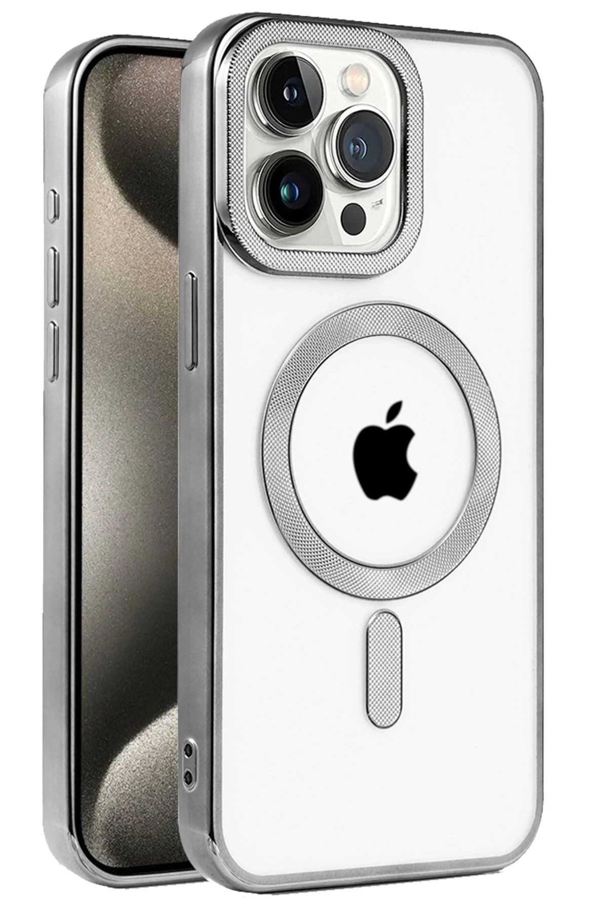 iPhone 15 Pro Kılıf Kronos Magsafe Kapak - Titanyum Gri-(5796)