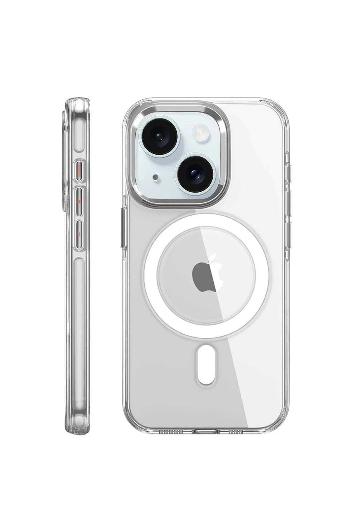 iPhone 15 Pro Kılıf Crystal Magsafe Kapak - Şeffaf-(5796)