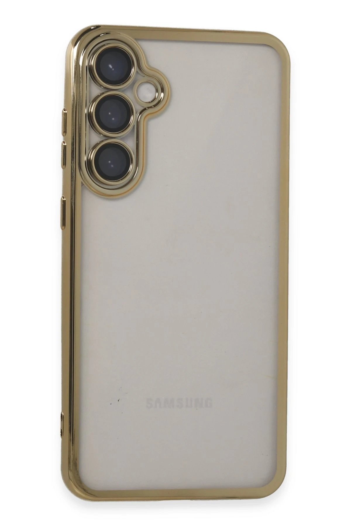 Samsung Galaxy S23 FE Kılıf Lensli Silikon - Gold-(5796)