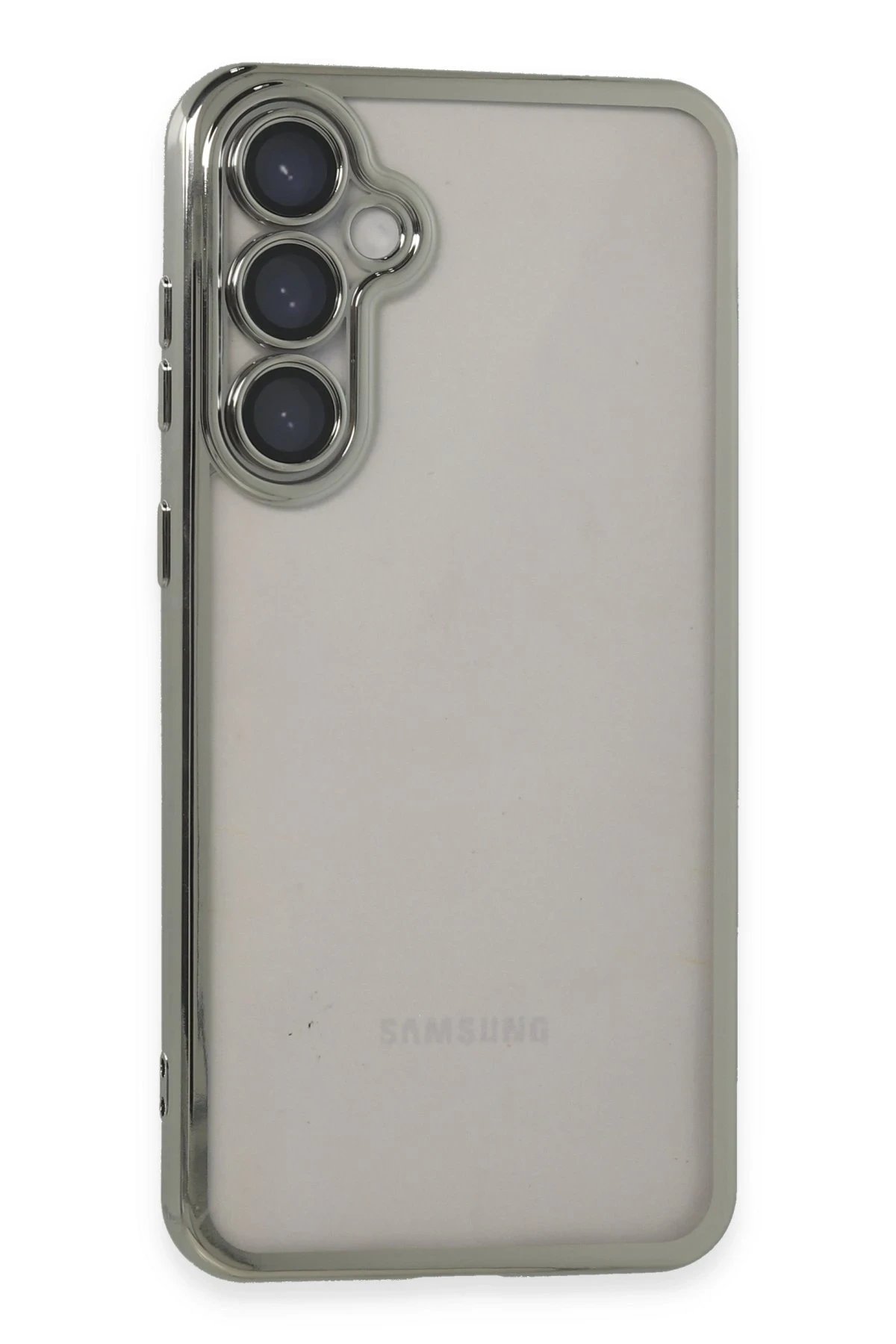 Samsung Galaxy S23 FE Kılıf Lensli Silikon - Gümüş-(5796)