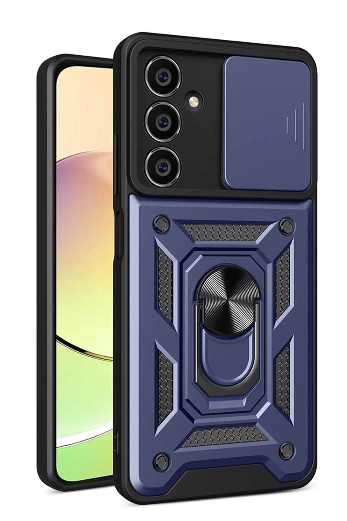 Samsung Galaxy A05 Kılıf Pars Lens Yüzüklü Silikon - Lacivert-(5796)