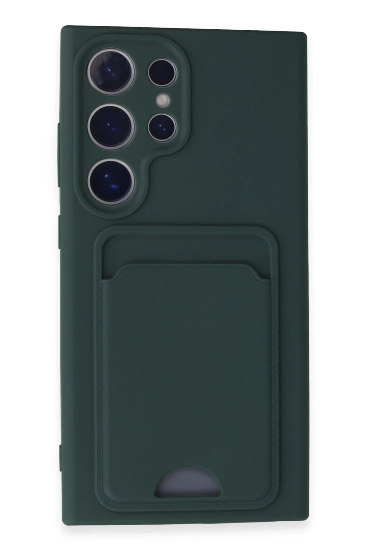 Samsung Galaxy S24 Ultra Kılıf Kelvin Kartvizitli Silikon - Koyu Yeşil-(5796)