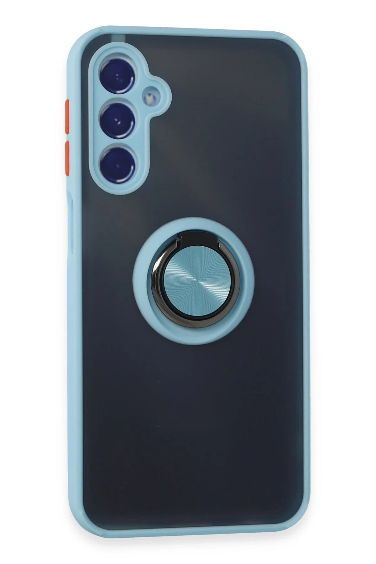 Samsung Galaxy M34 5G Kılıf Montreal Yüzüklü Silikon Kapak - Buz Mavi-(5796)