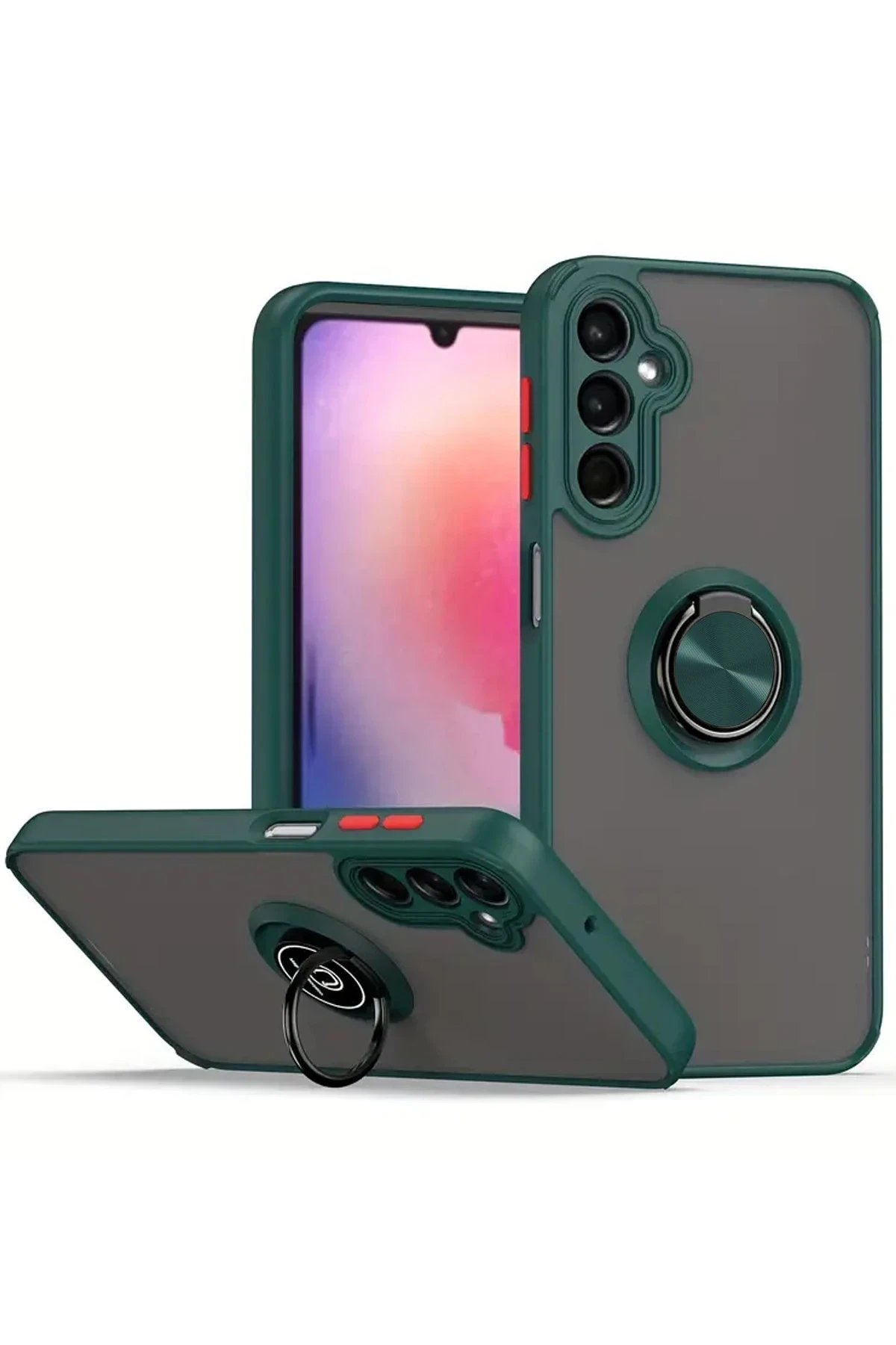 Samsung Galaxy S24 Kılıf Montreal Yüzüklü Silikon Kapak - Yeşil-(5796)