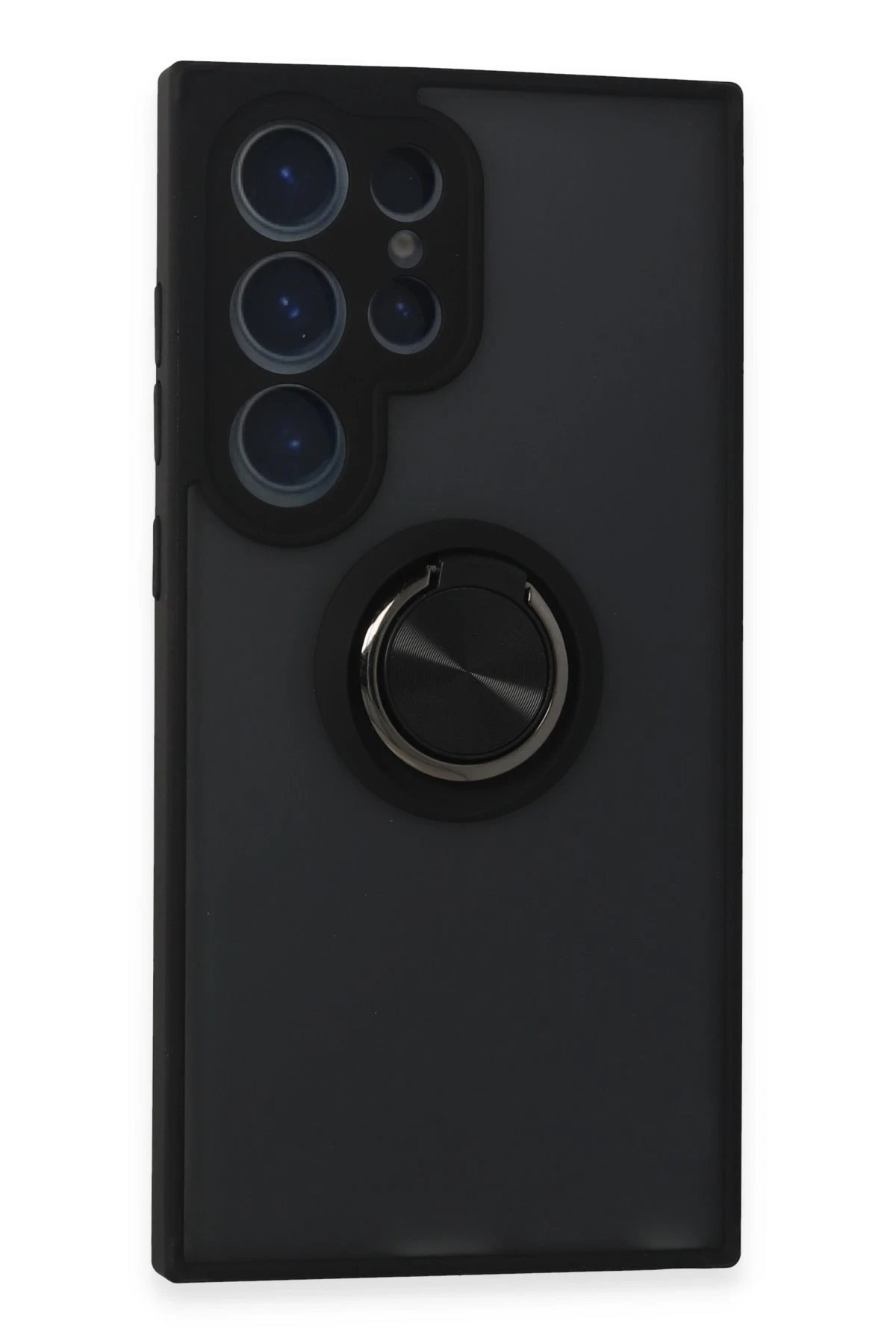 Samsung Galaxy S24 Ultra Kılıf Montreal Yüzüklü Silikon Kapak - Siyah-(5796)