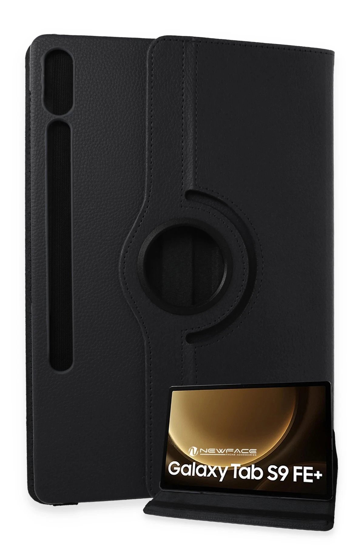 Samsung Galaxy X610 Tab S9 FE Plus 12.4 Kılıf 360 Tablet Deri Kılıf - Siyah-(5796)