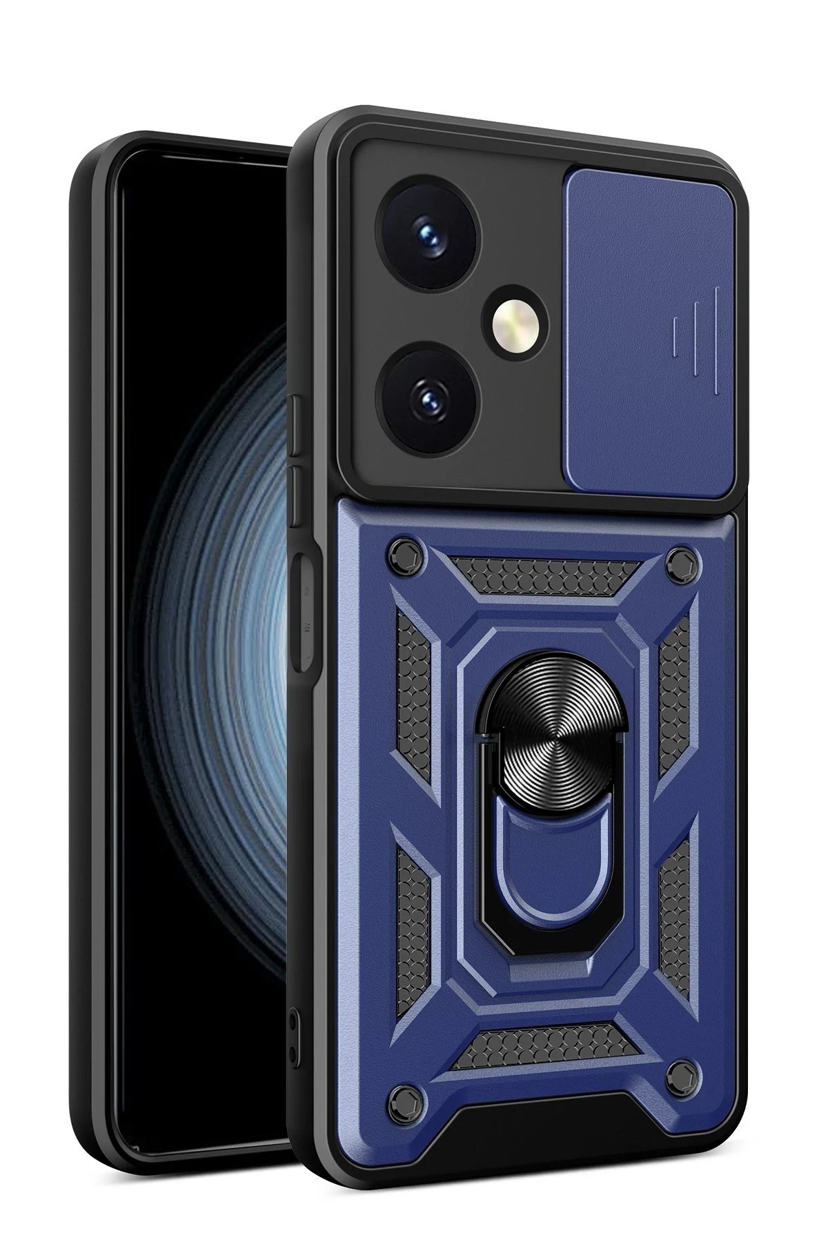 Vivo Y27 Kılıf Pars Lens Yüzüklü Silikon - Lacivert-(5796)