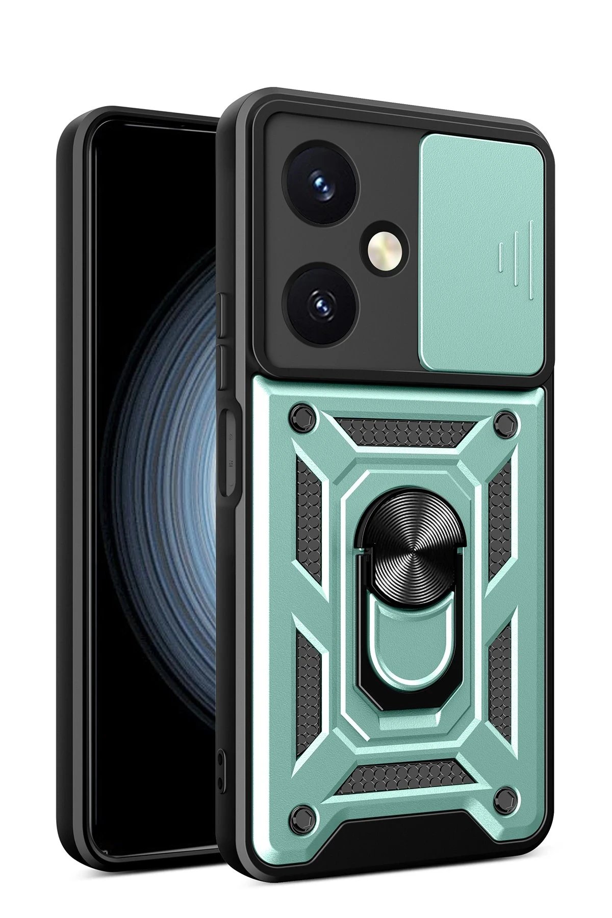 Vivo Y27 Kılıf Pars Lens Yüzüklü Silikon - Yeşil-(5796)