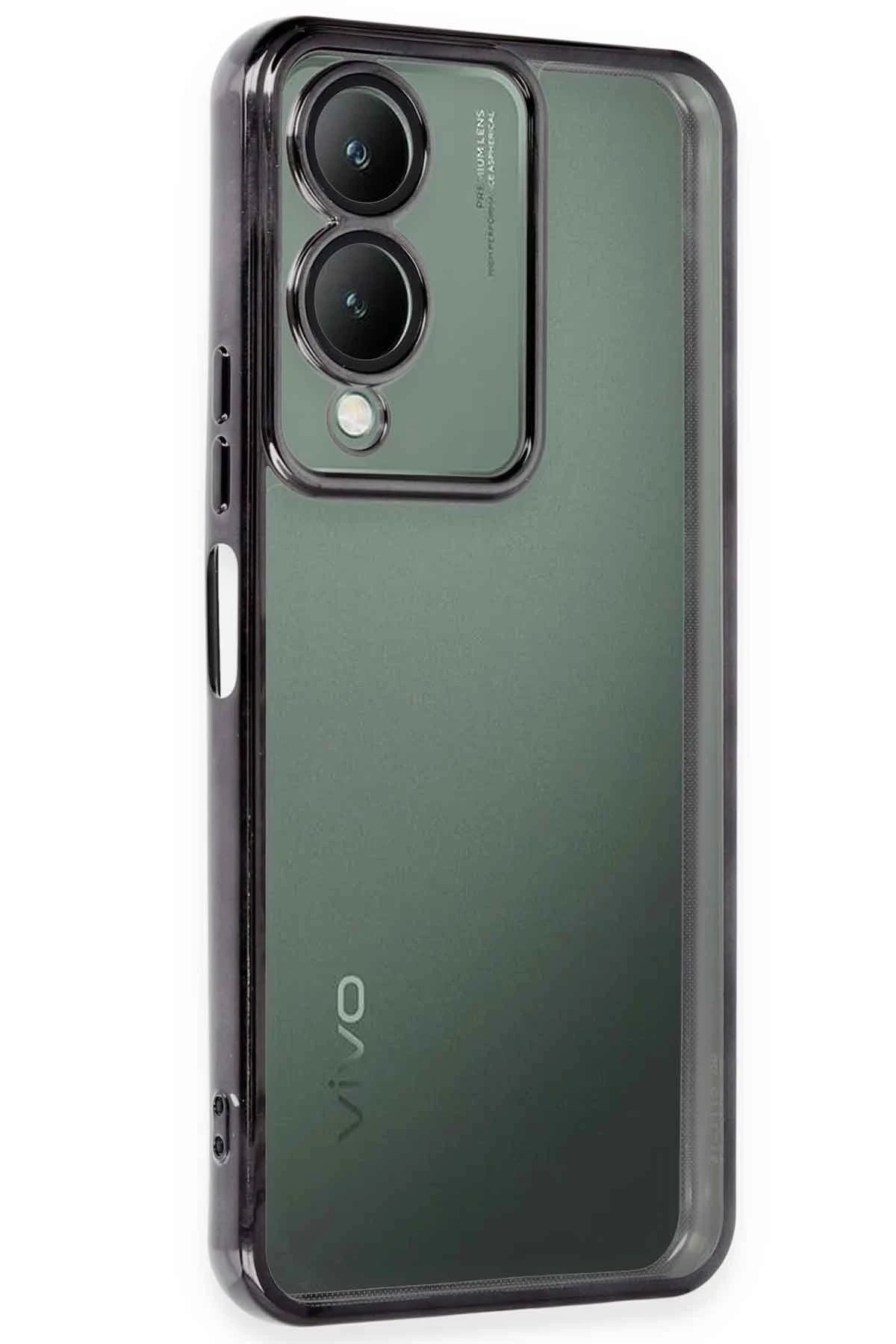 Vivo Y17S Kılıf Lensli Silikon - Siyah-(5796)